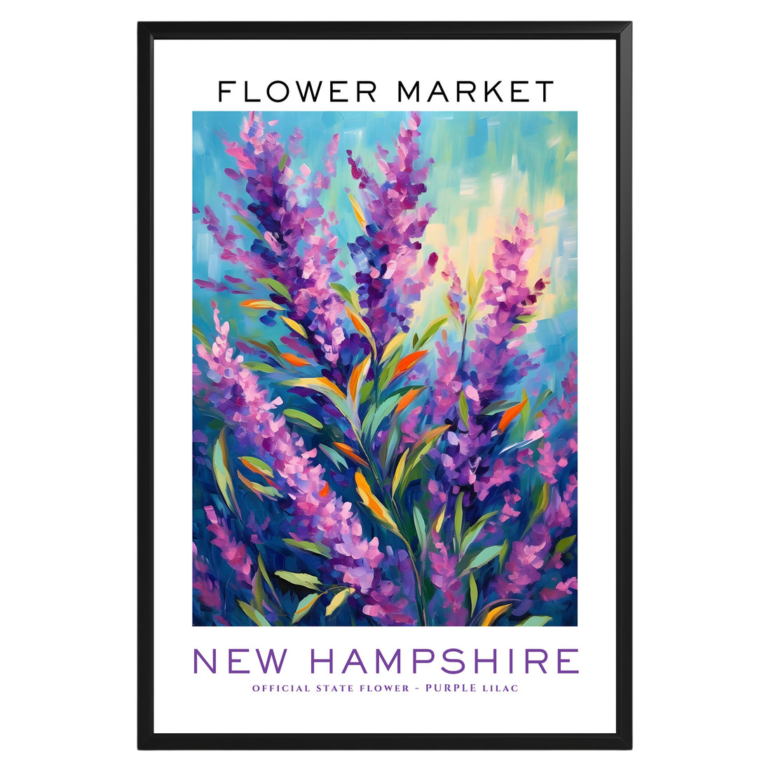 New Hampshire State Flower Market Poster - GroovyGrove