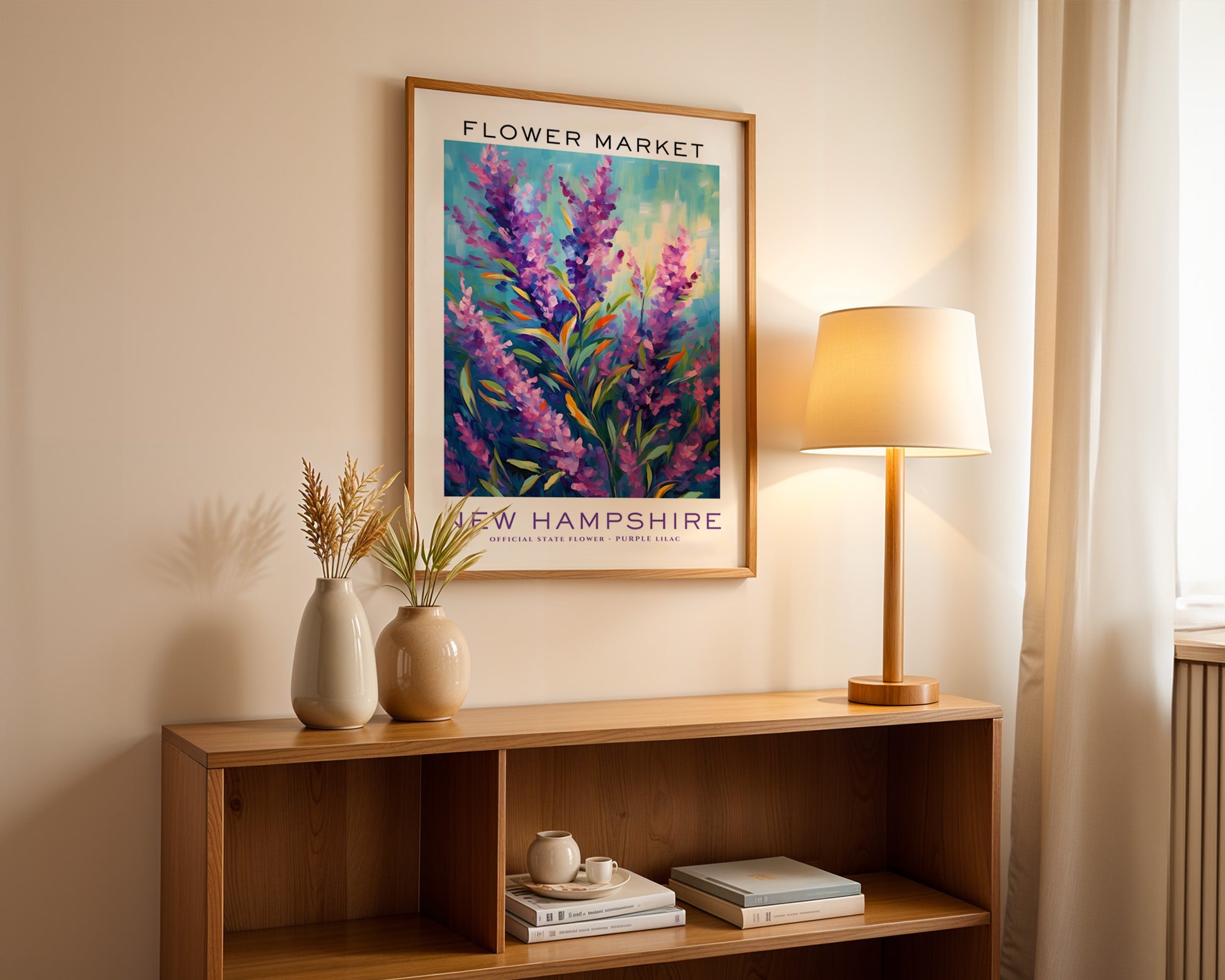 New Hampshire State Flower Market Poster - GroovyGrove