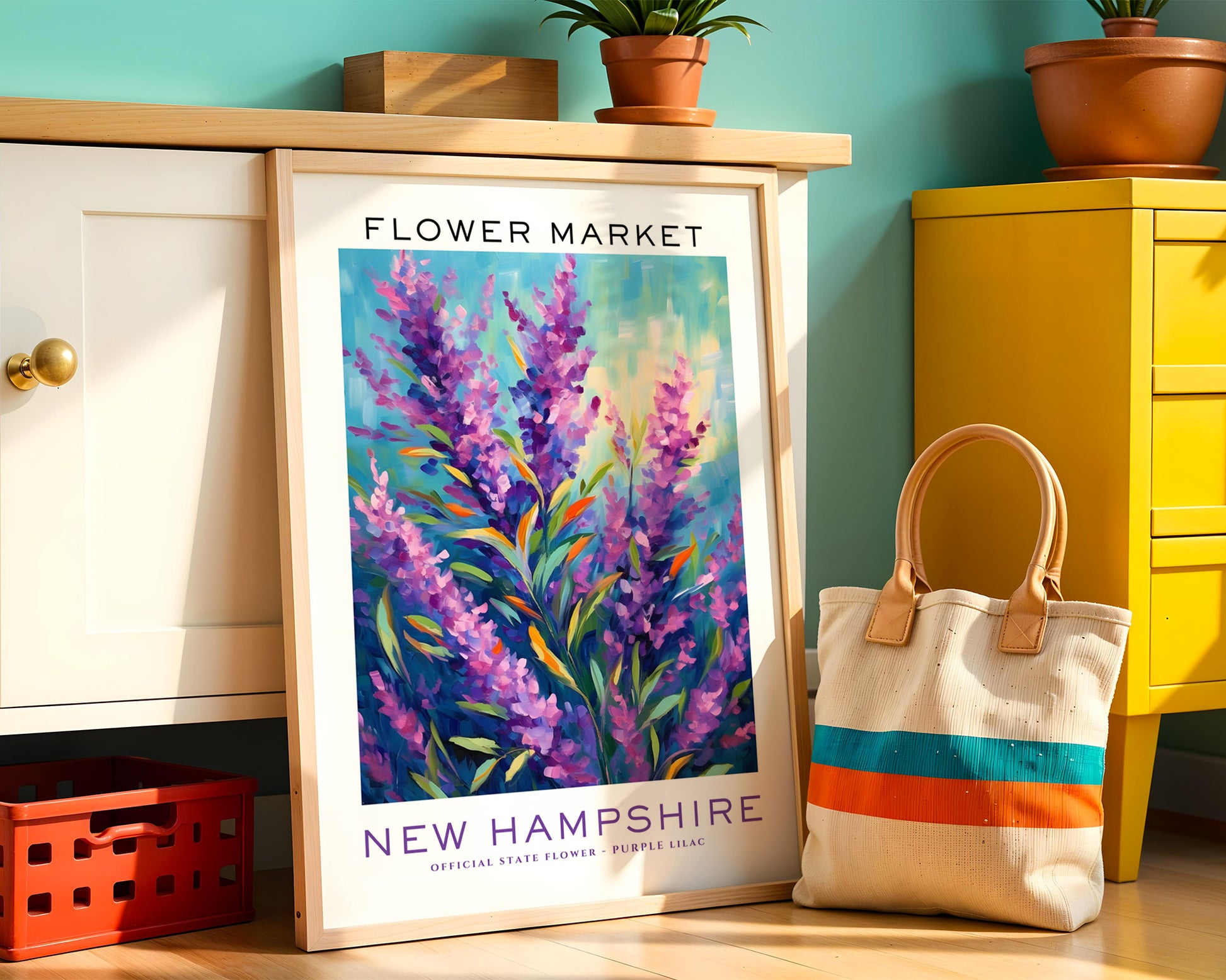 New Hampshire State Flower Market Poster - GroovyGrove