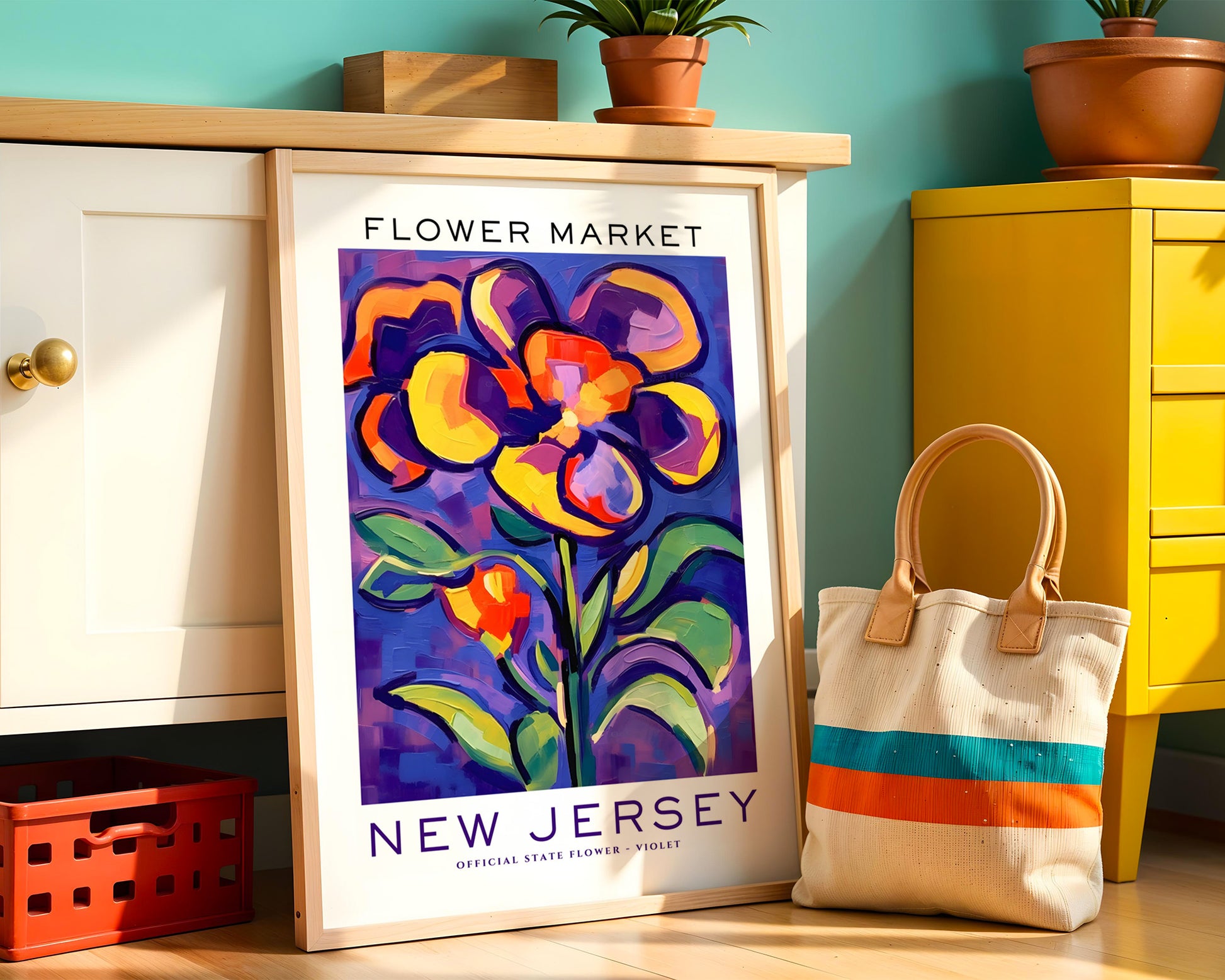 New Jersey State Flower Market Poster - GroovyGrove