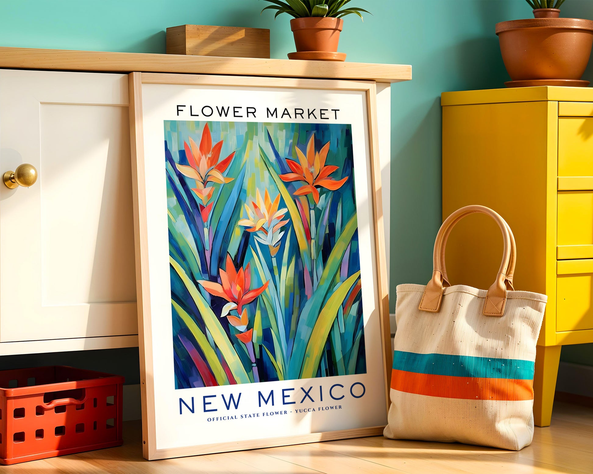 New Mexico State Flower Market Poster - GroovyGrove