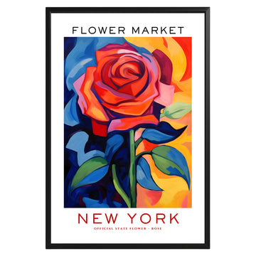 New York State Flower Market Poster - GroovyGrove