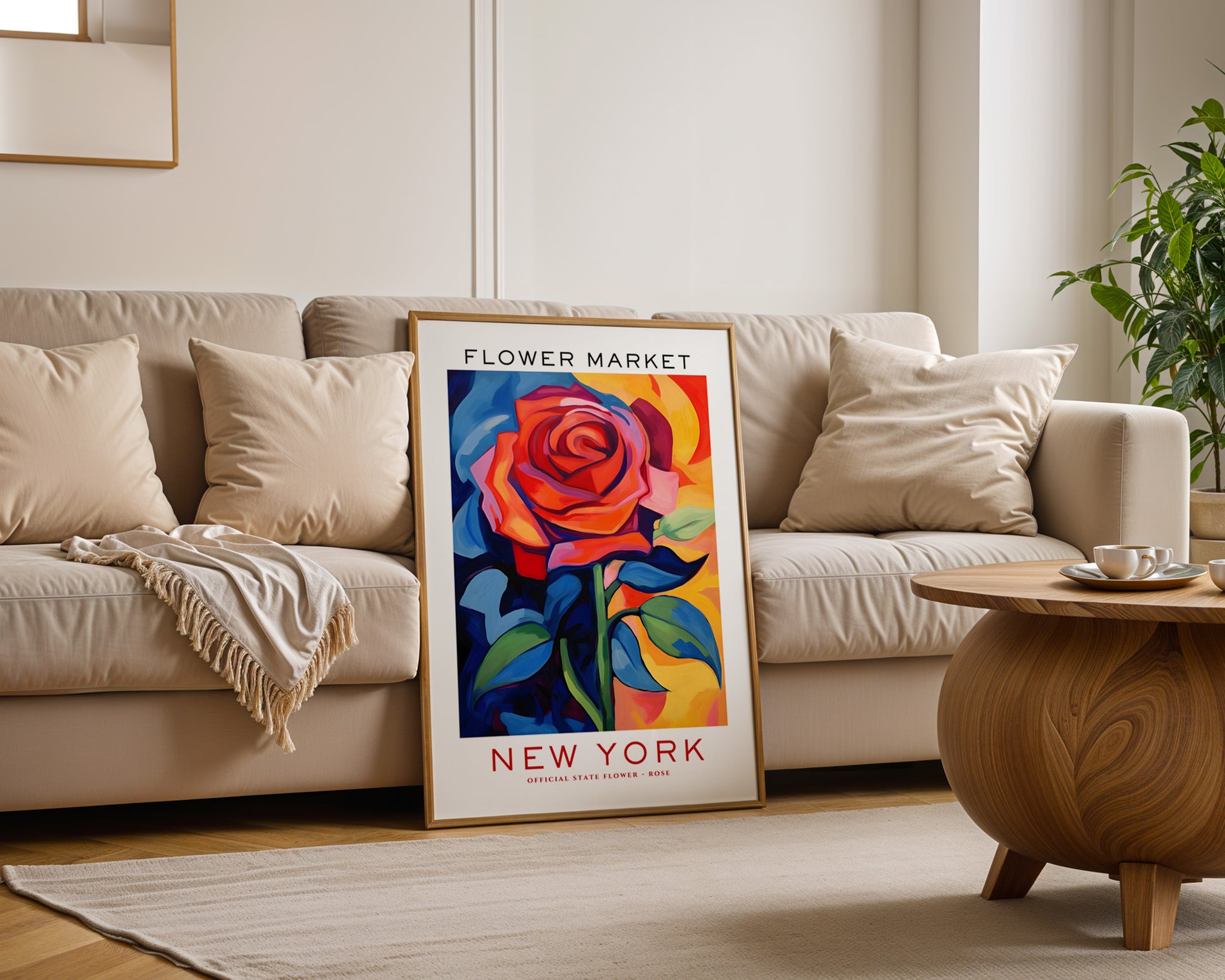 New York State Flower Market Poster - GroovyGrove