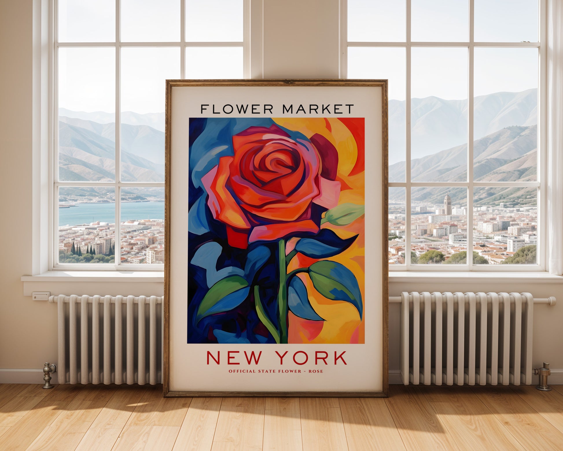 New York State Flower Market Poster - GroovyGrove