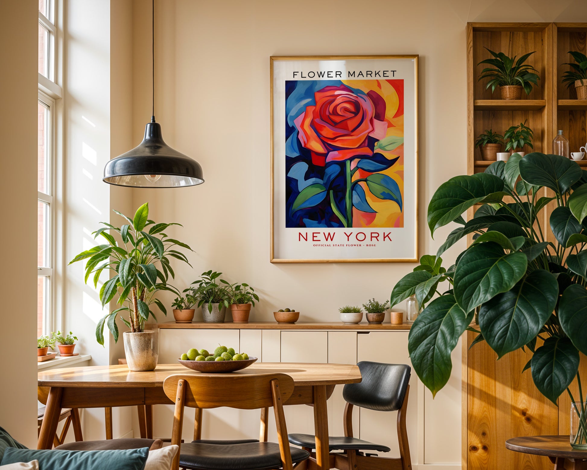 New York State Flower Market Poster - GroovyGrove