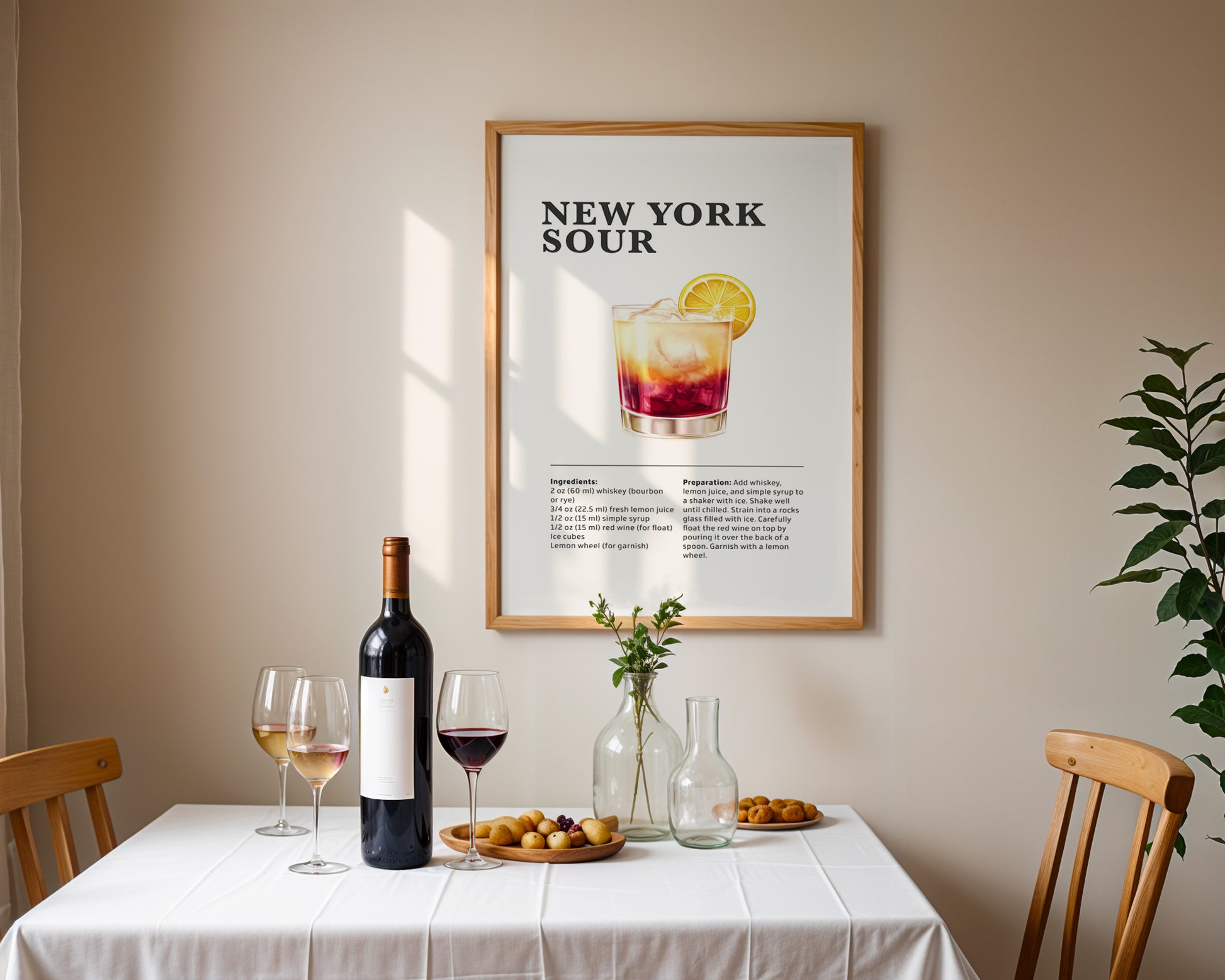 New York Sour Cocktail Recipe Poster - GroovyGrove