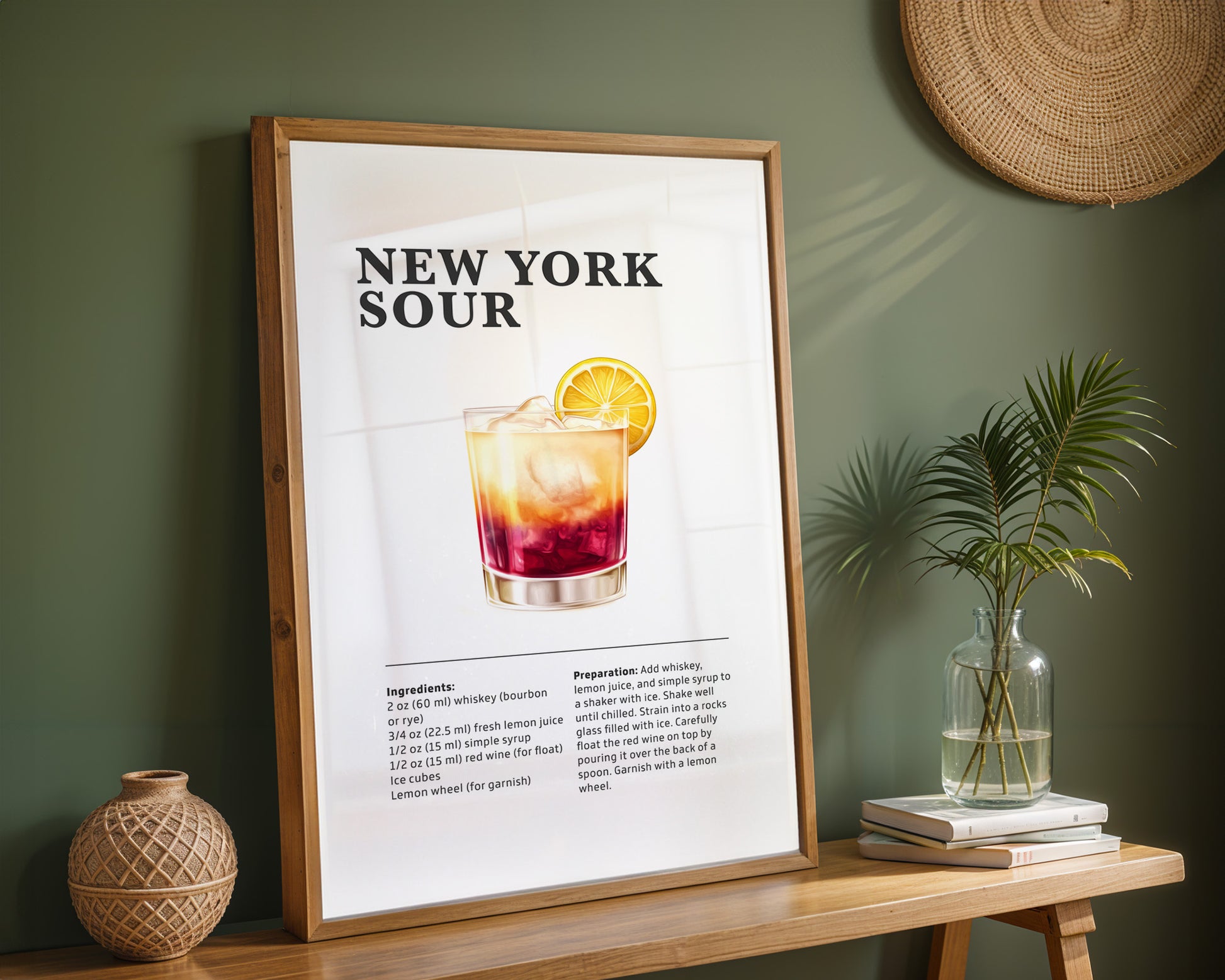 New York Sour Cocktail Recipe Poster - GroovyGrove