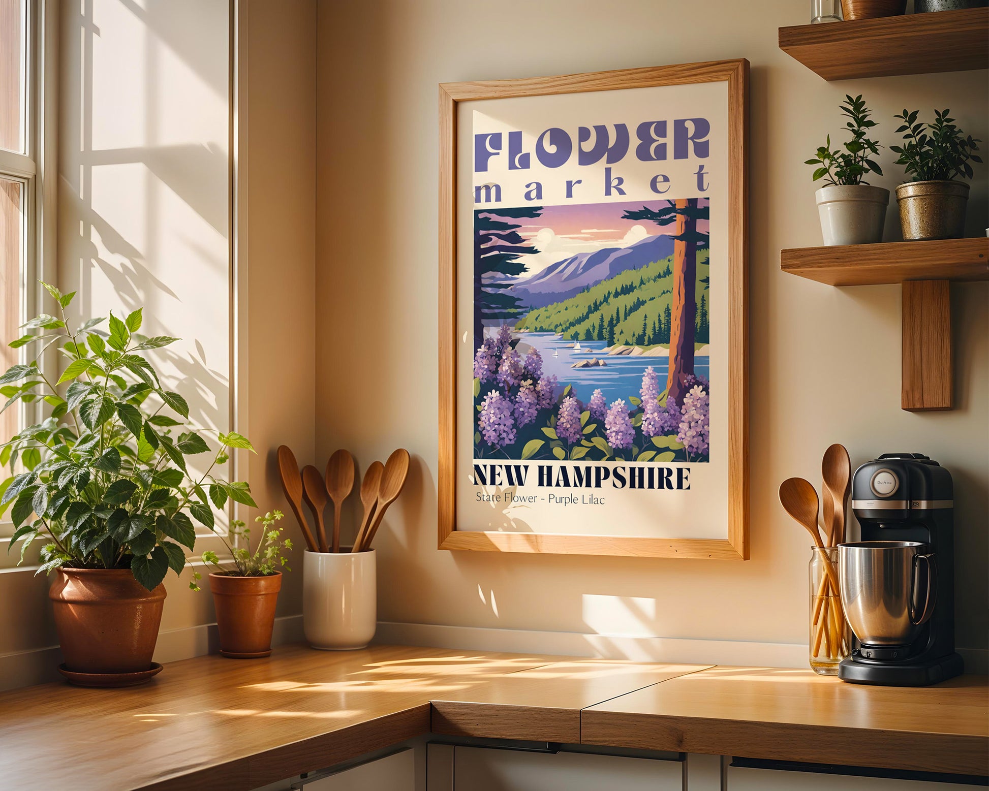 New Hampshire Flower Market Vintage Poster - GroovyGrove