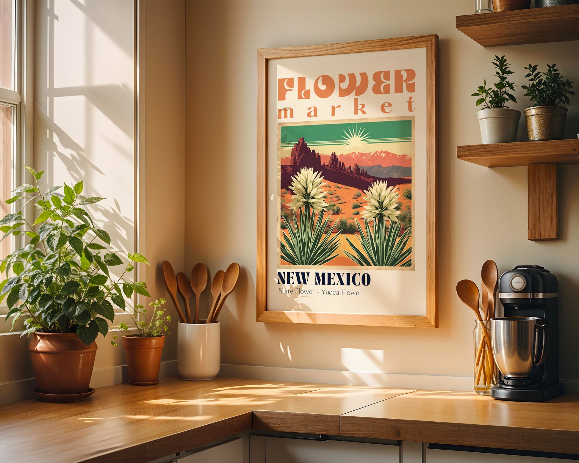 New Mexico Flower Market Vintage Poster - GroovyGrove