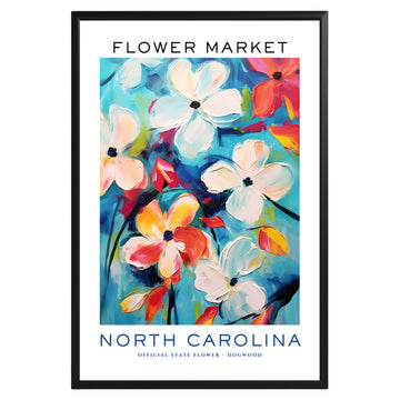 North Carolina State Flower Market Poster - GroovyGrove