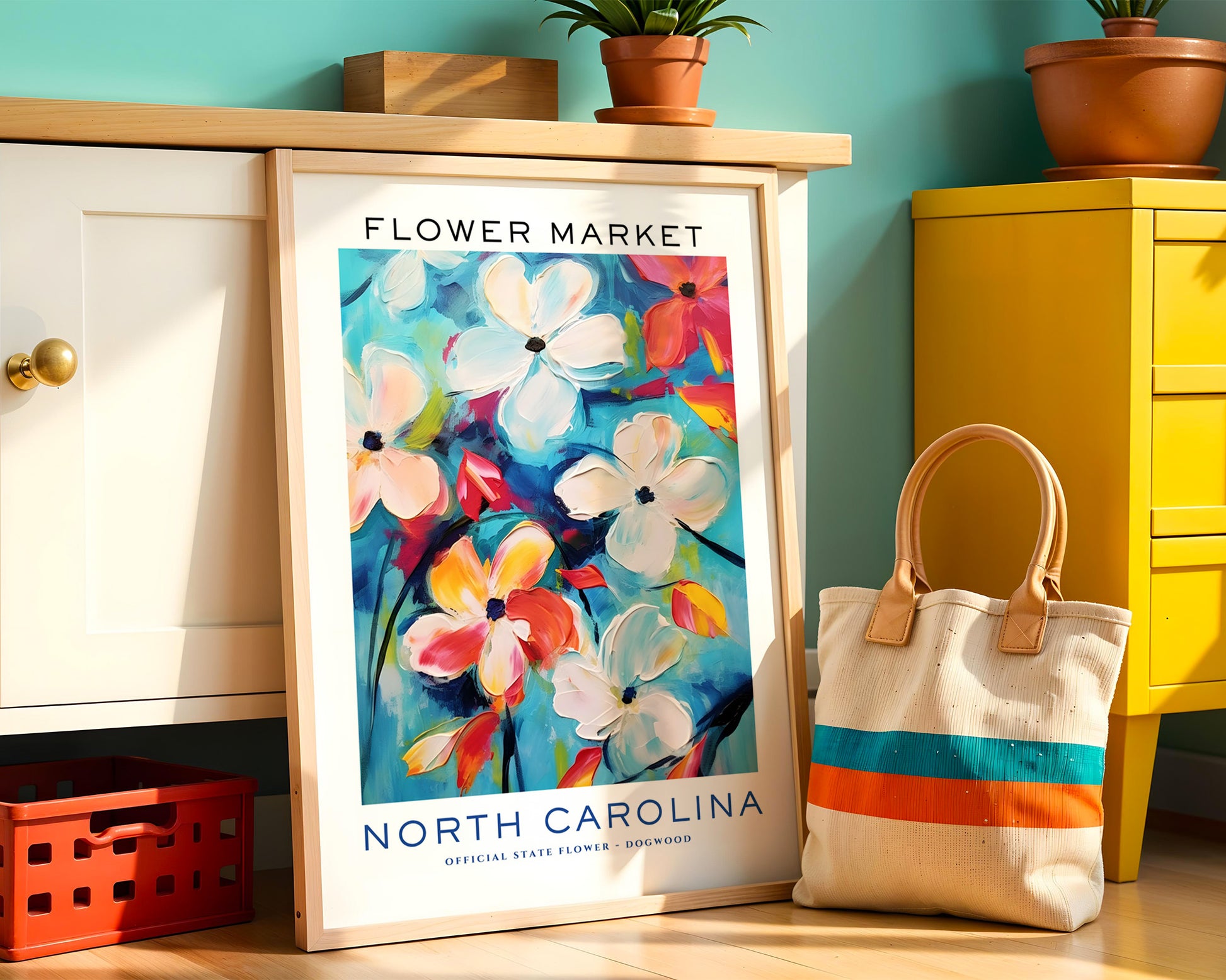 North Carolina State Flower Market Poster - GroovyGrove