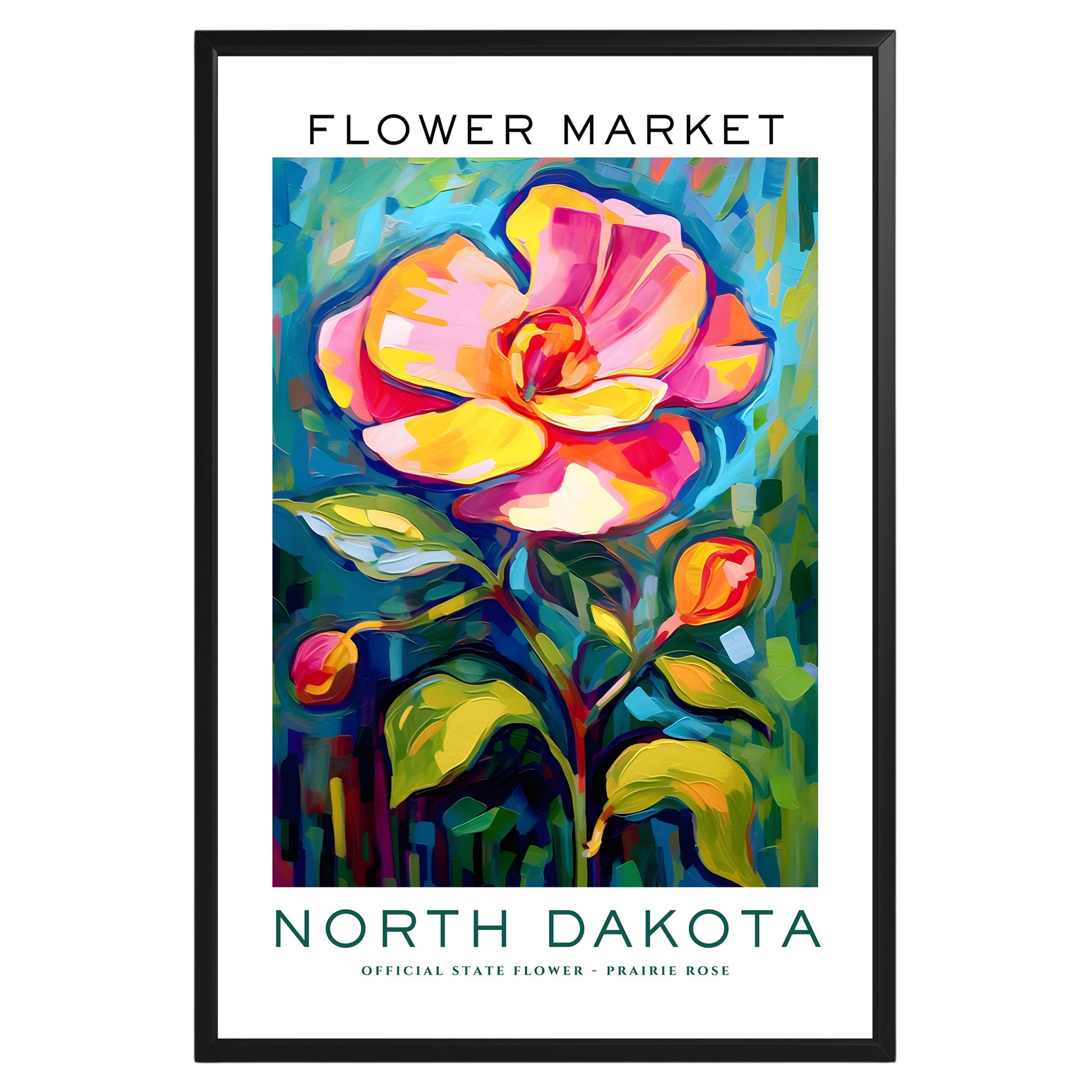 North Dakota State Flower Market Poster - GroovyGrove