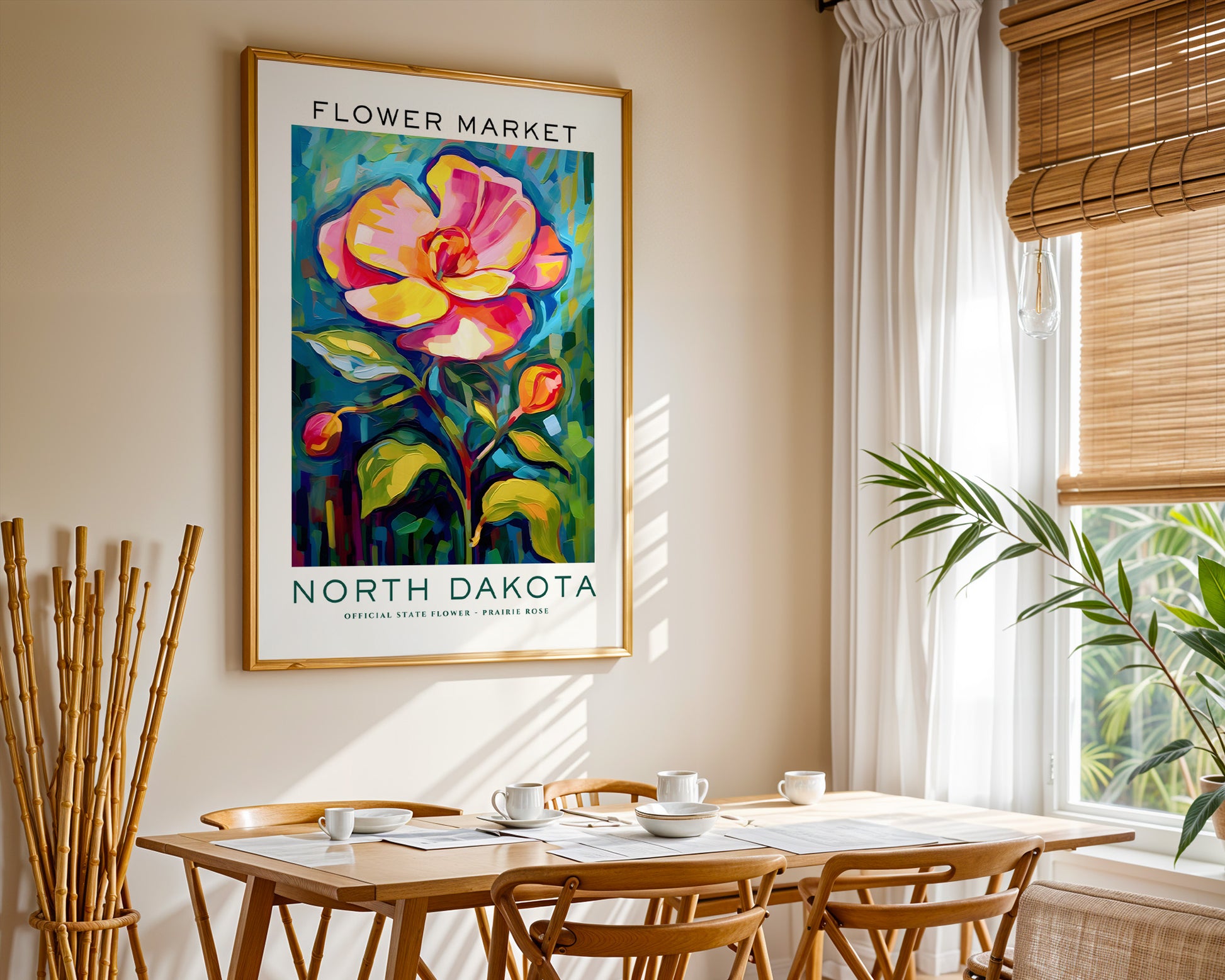 North Dakota State Flower Market Poster - GroovyGrove