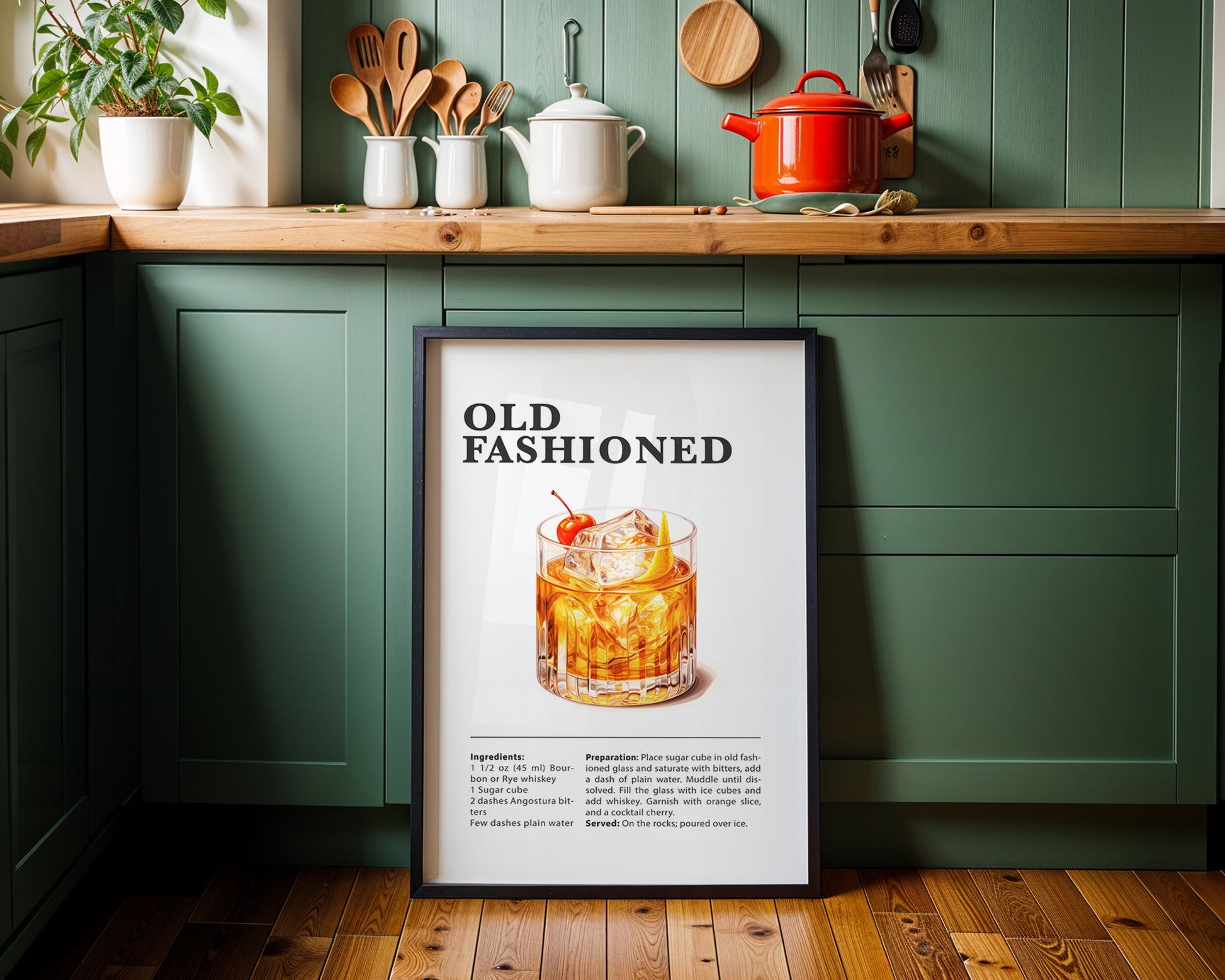 Old Fashioned Cocktail Recipe Poster - GroovyGrove