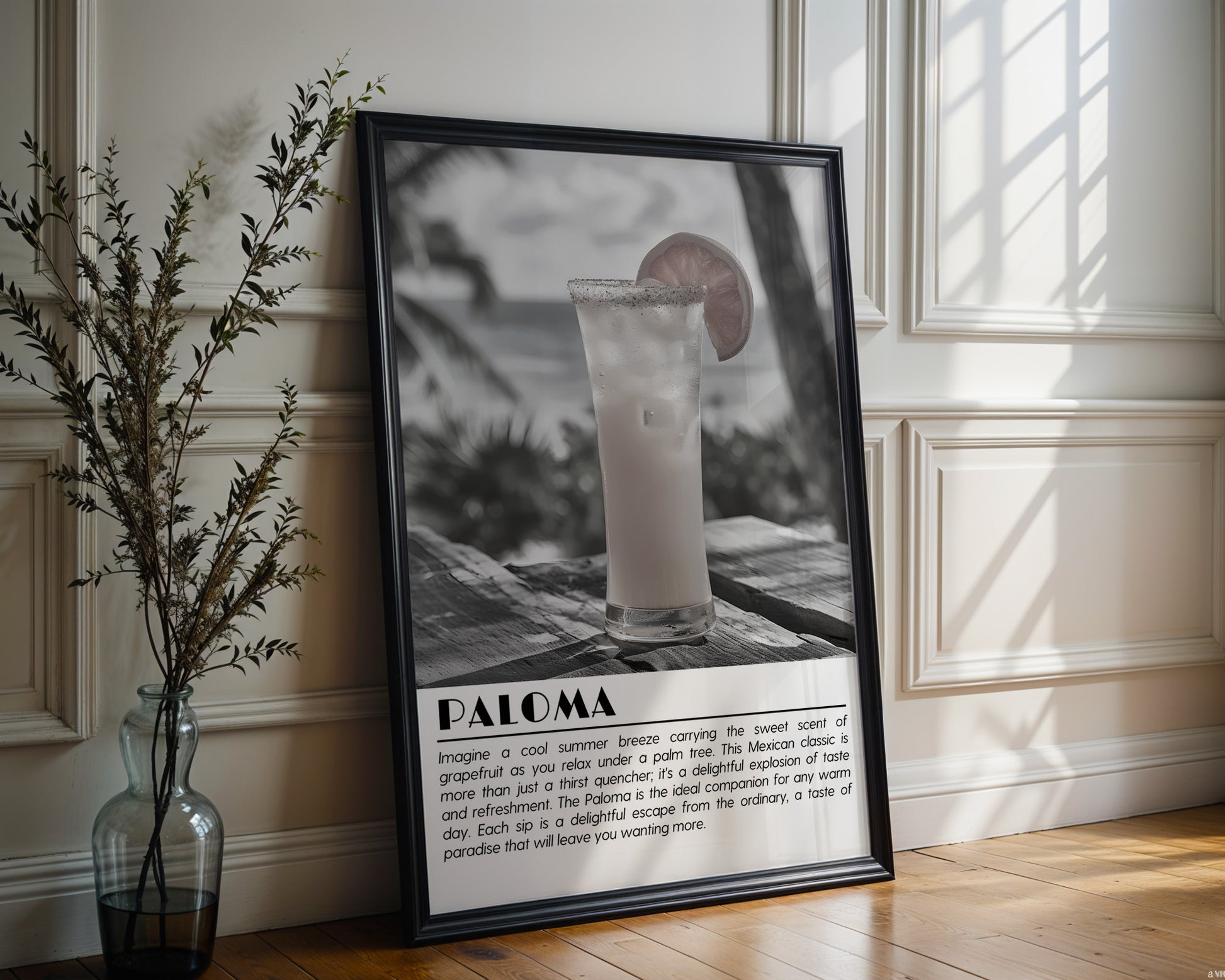 Paloma Cocktail Black and White Poster - GroovyGrove