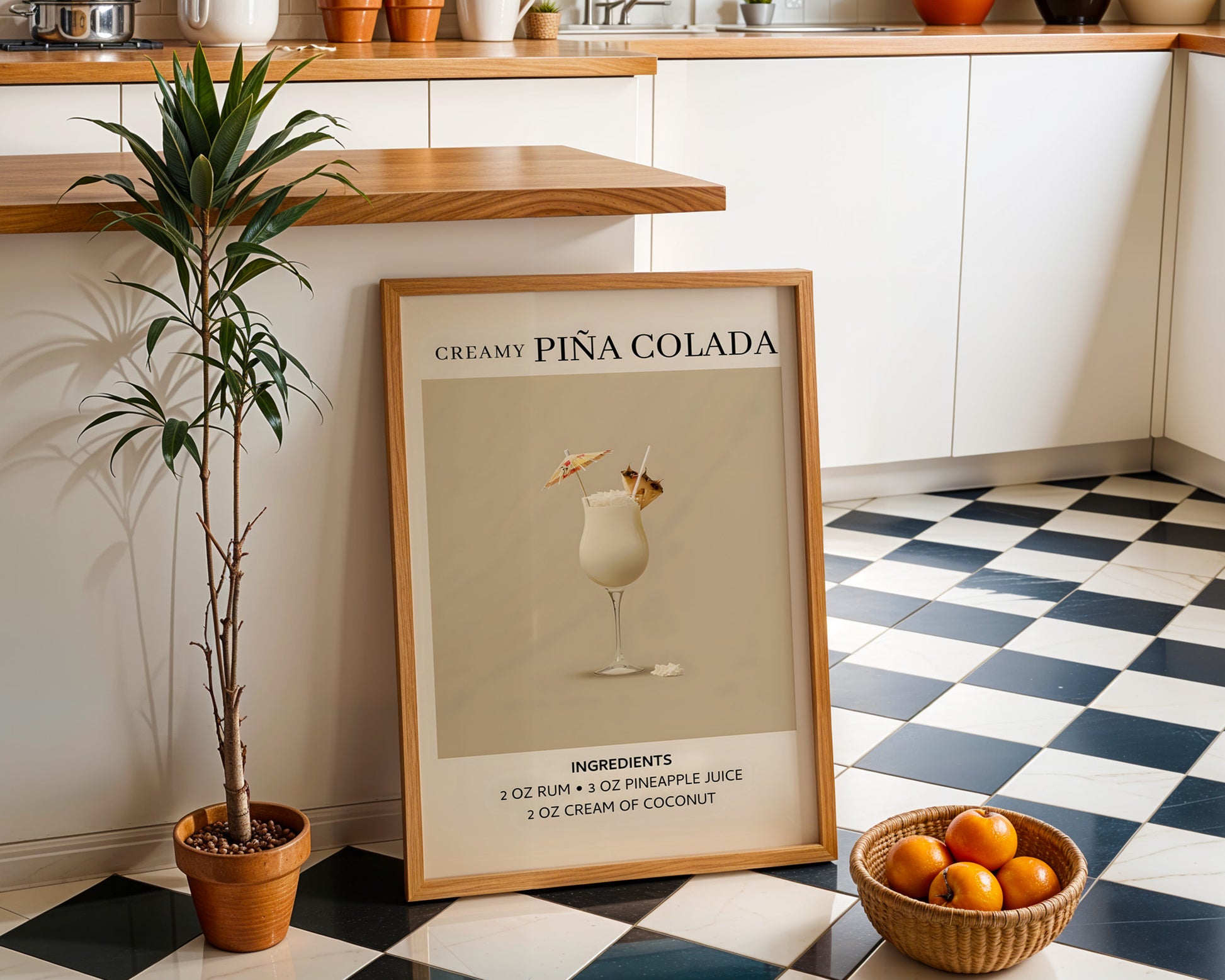 Creamy Pina Colada Vintage Cocktail Poster - GroovyGrove