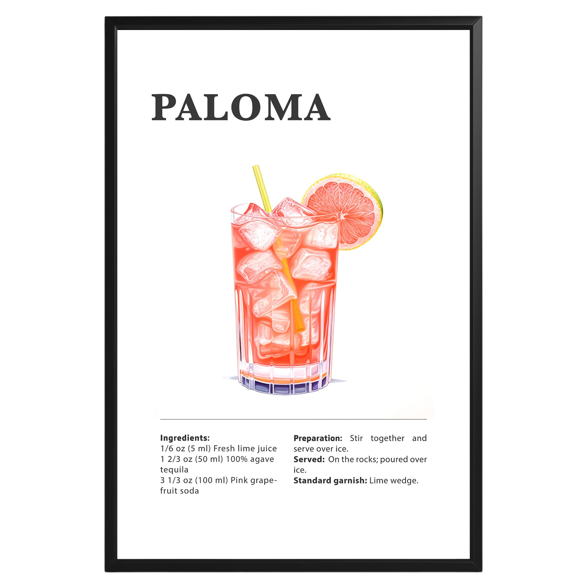 Paloma Cocktail Recipe Poster - GroovyGrove