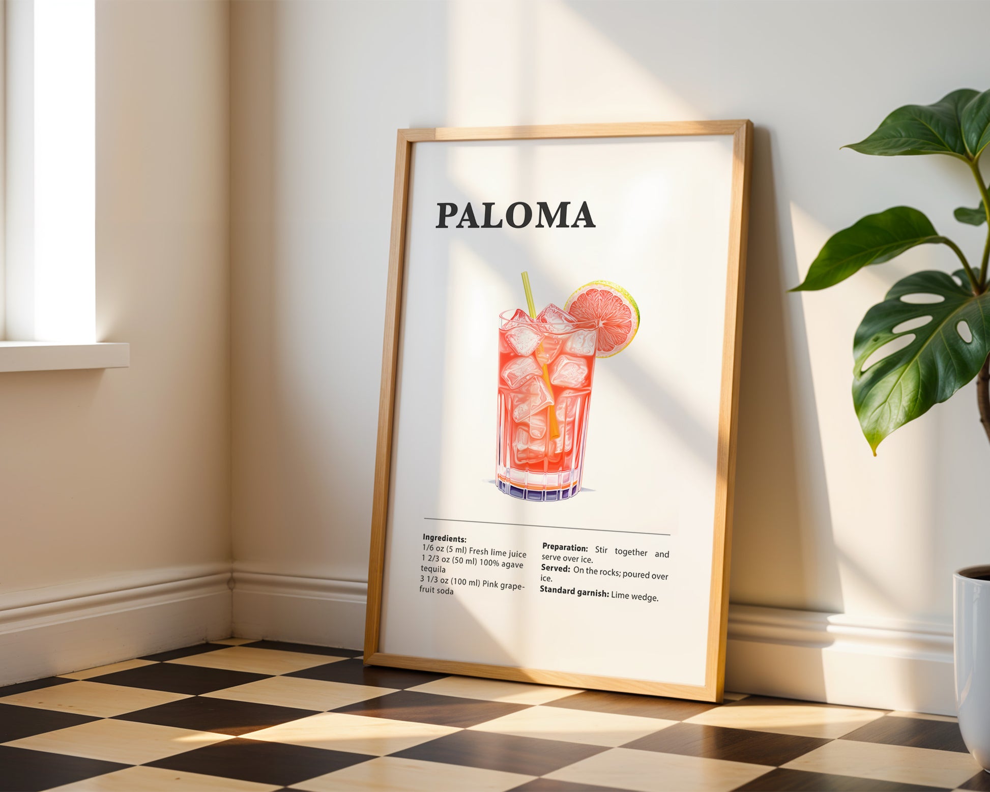 Paloma Cocktail Recipe Poster - GroovyGrove