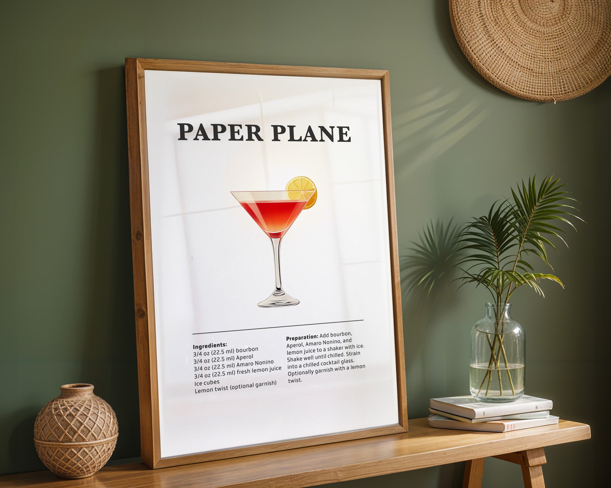 Paper Plane Cocktail Recipe Poster - GroovyGrove