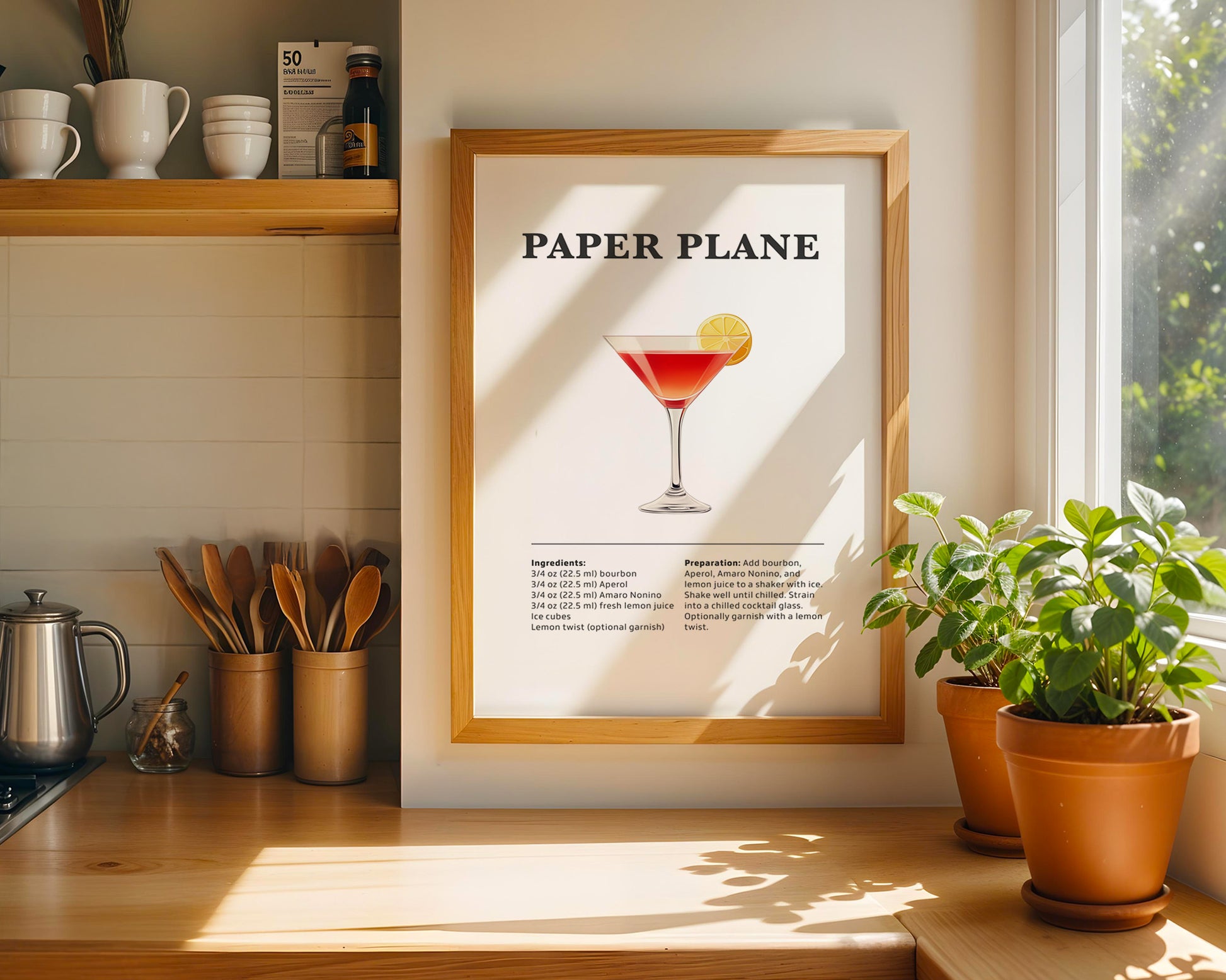 Paper Plane Cocktail Recipe Poster - GroovyGrove