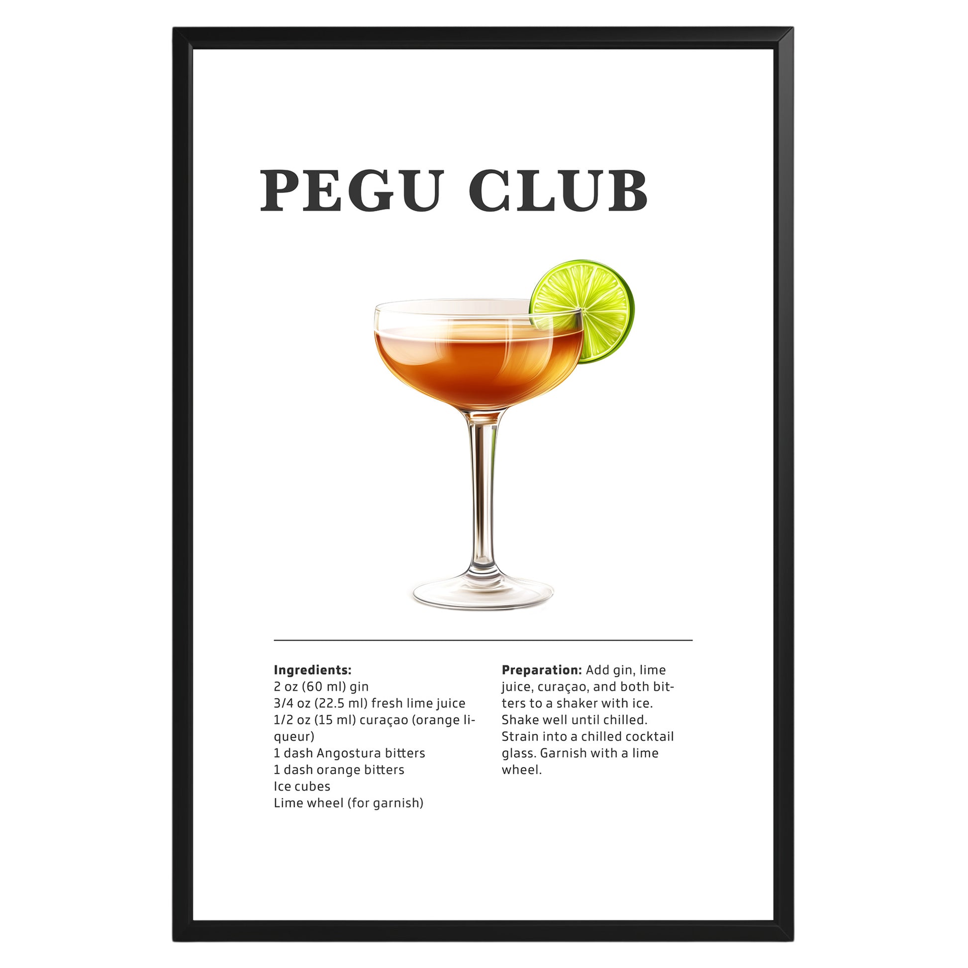 Pegu Club Cocktail Recipe Poster - GroovyGrove