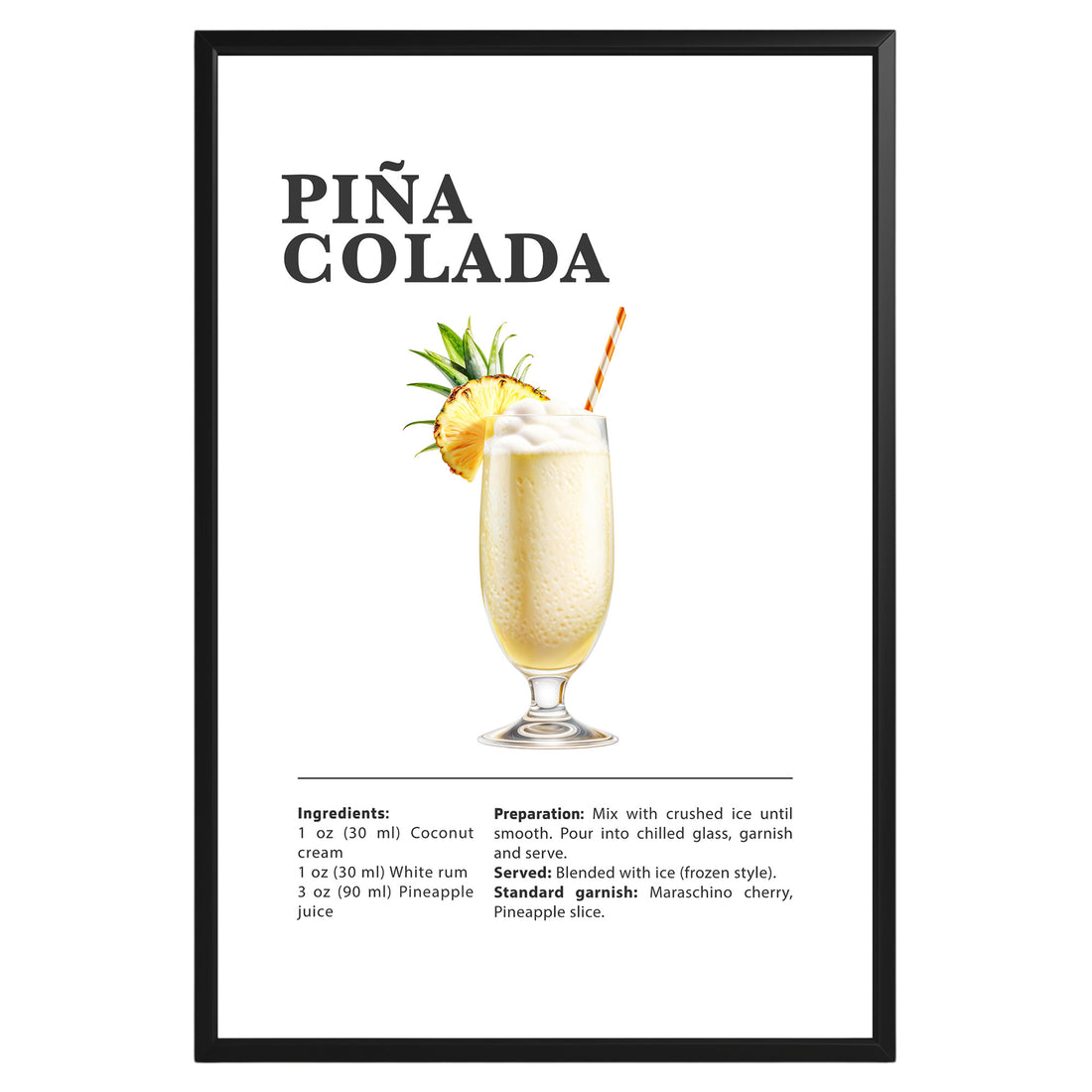 Pina Colada Cocktail Recipe Poster - GroovyGrove