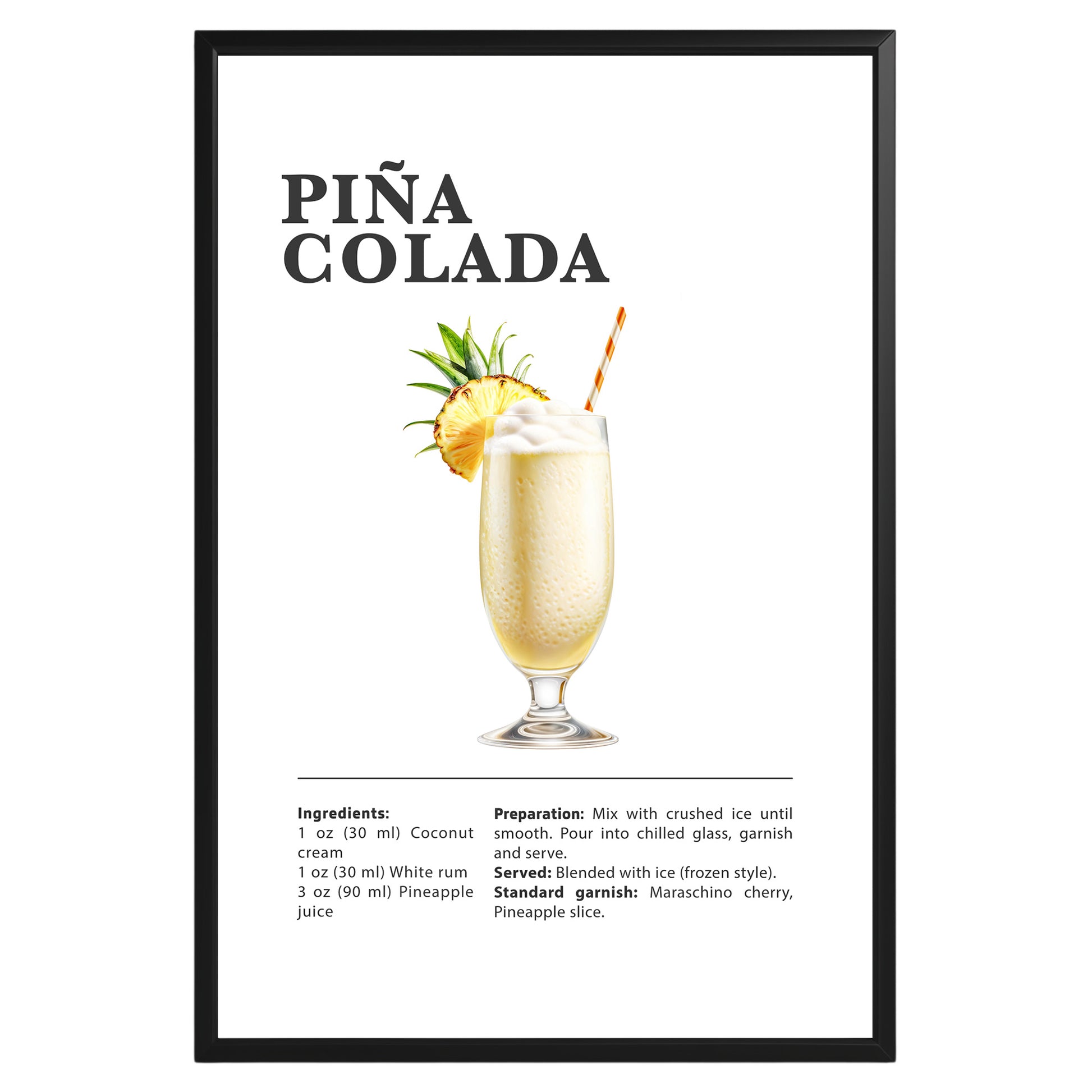 Pina Colada Cocktail Recipe Poster - GroovyGrove