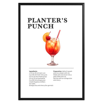 Planter's Punch Cocktail Recipe Poster - GroovyGrove