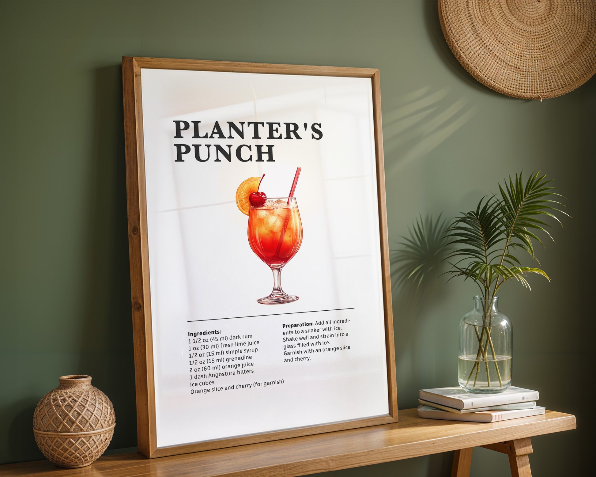 Planter's Punch Cocktail Recipe Poster - GroovyGrove