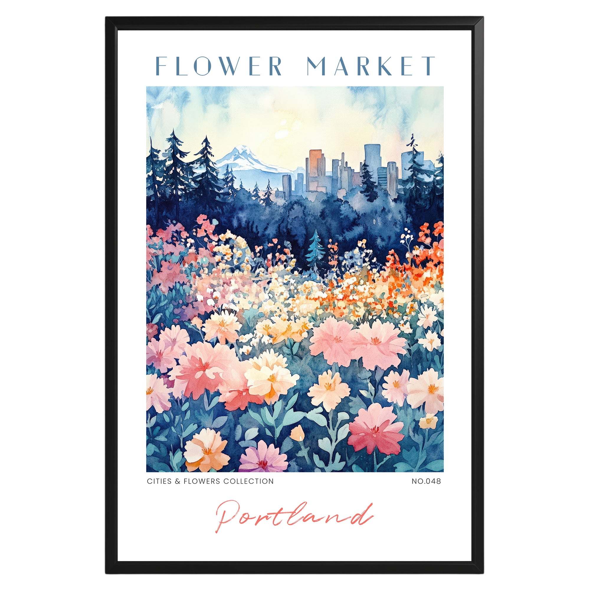 Portland Oregon Flower Market Poster - GroovyGrove