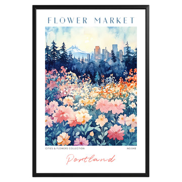 Portland Oregon Flower Market Poster - GroovyGrove