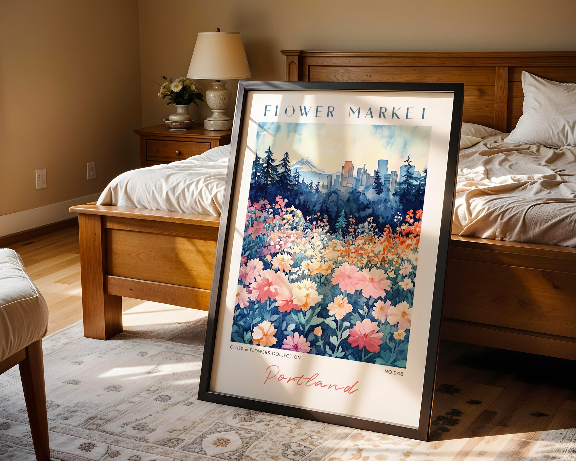 Portland Oregon Flower Market Poster - GroovyGrove