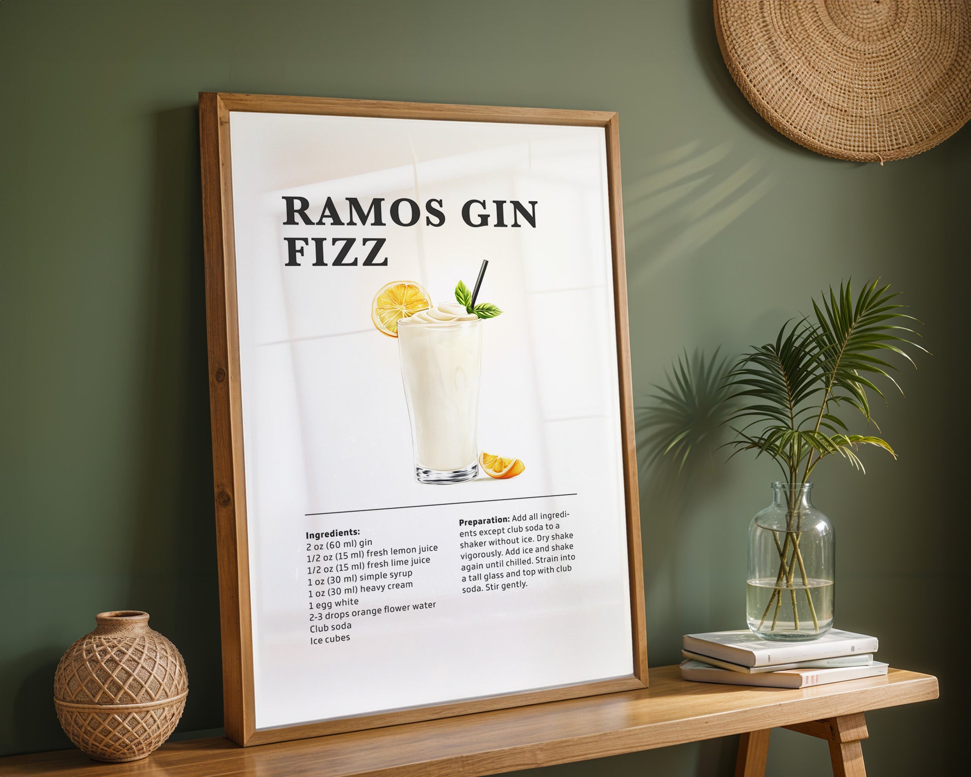 Ramos Gin Fizz Cocktail Recipe Poster - GroovyGrove