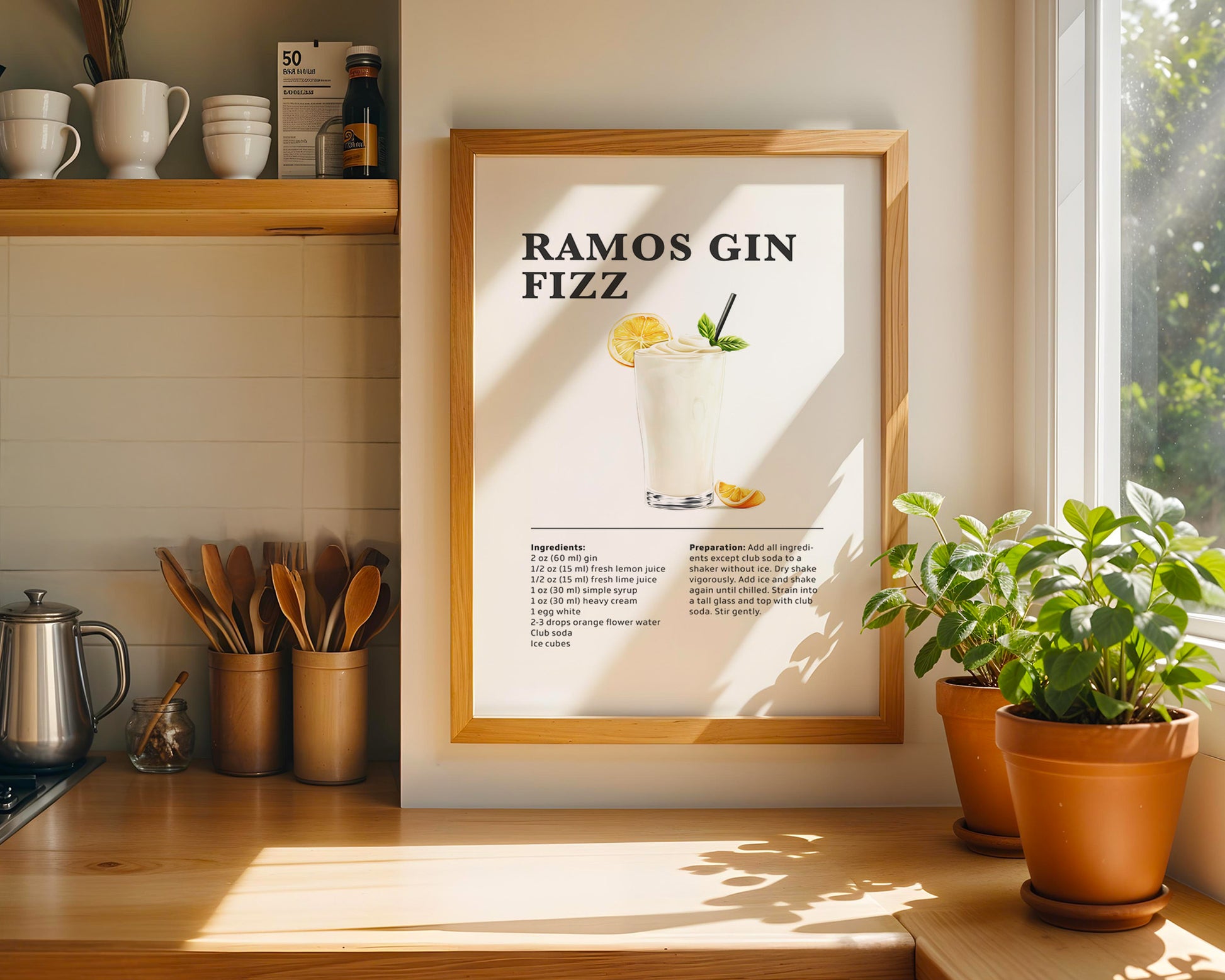 Ramos Gin Fizz Cocktail Recipe Poster - GroovyGrove