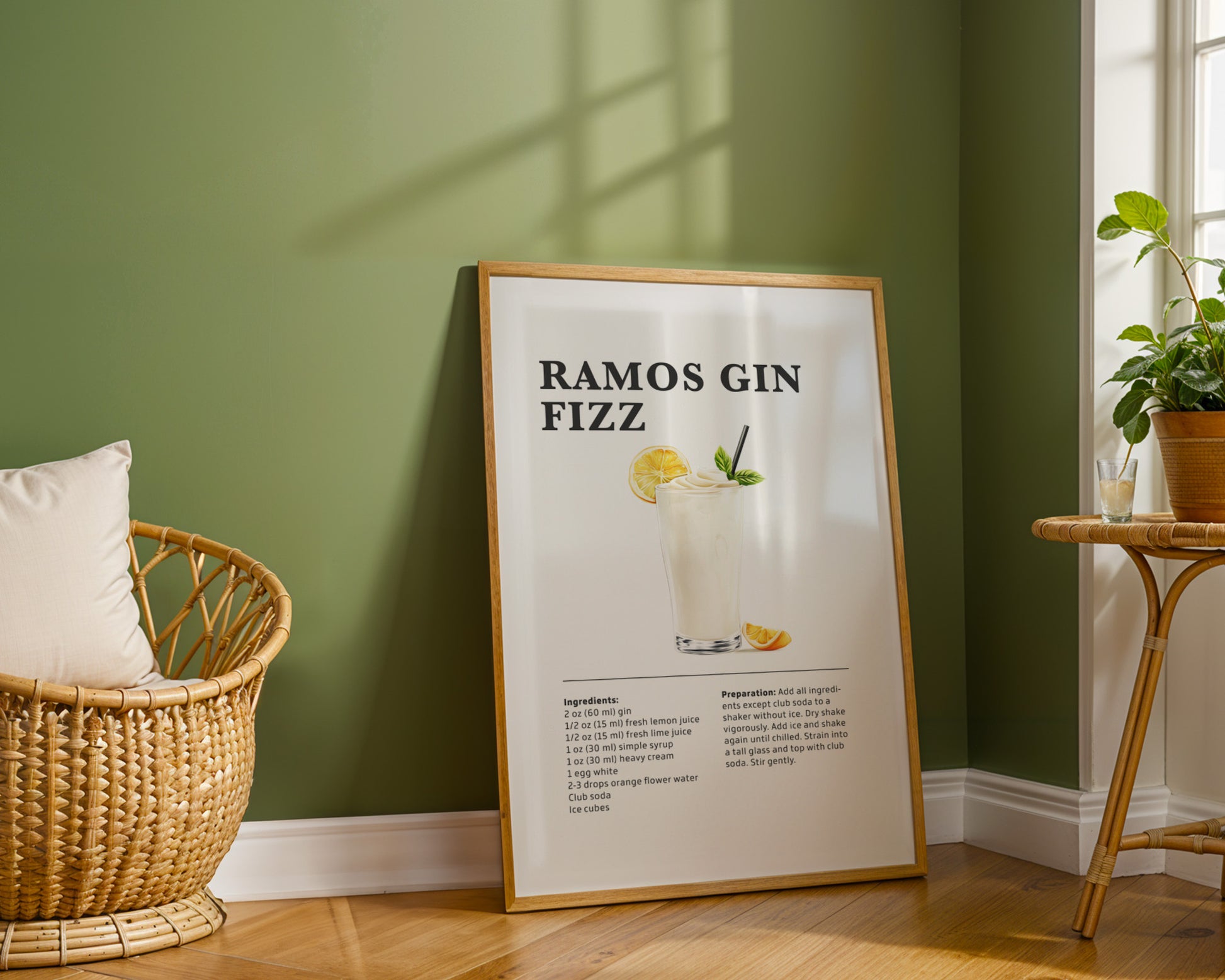 Ramos Gin Fizz Cocktail Recipe Poster - GroovyGrove