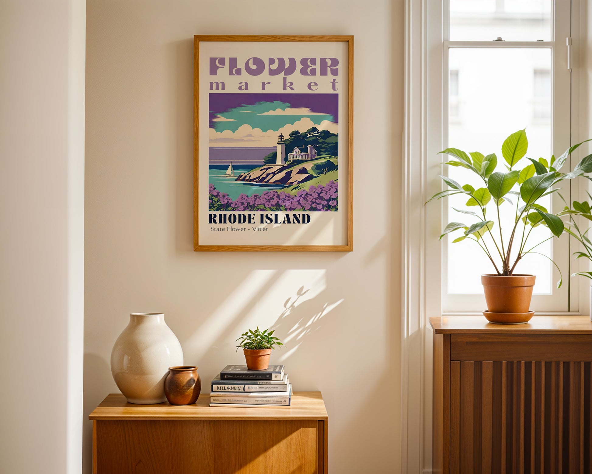 Rhode Island Flower Market Vintage Poster - GroovyGrove