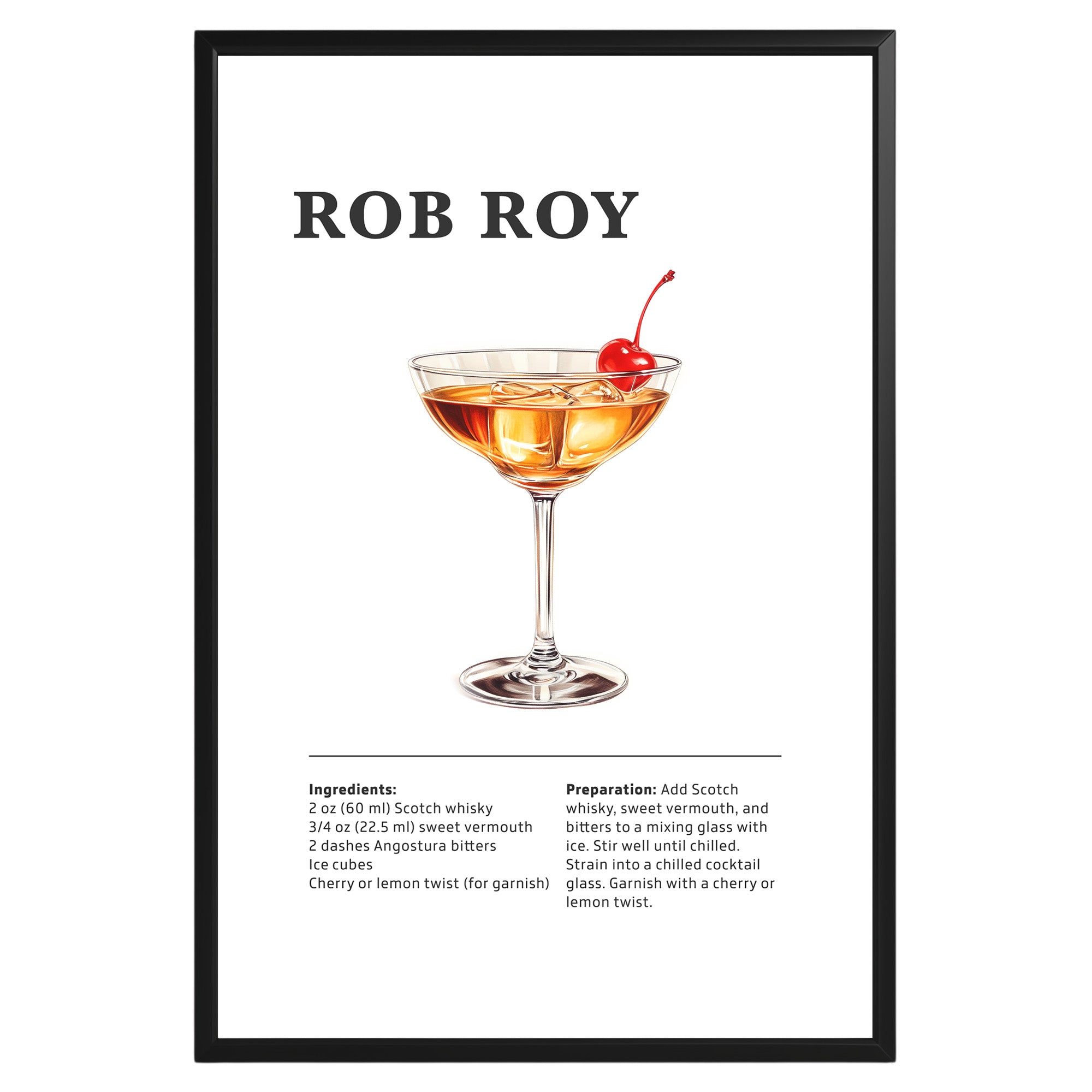 Rob Roy Cocktail Recipe Poster - GroovyGrove