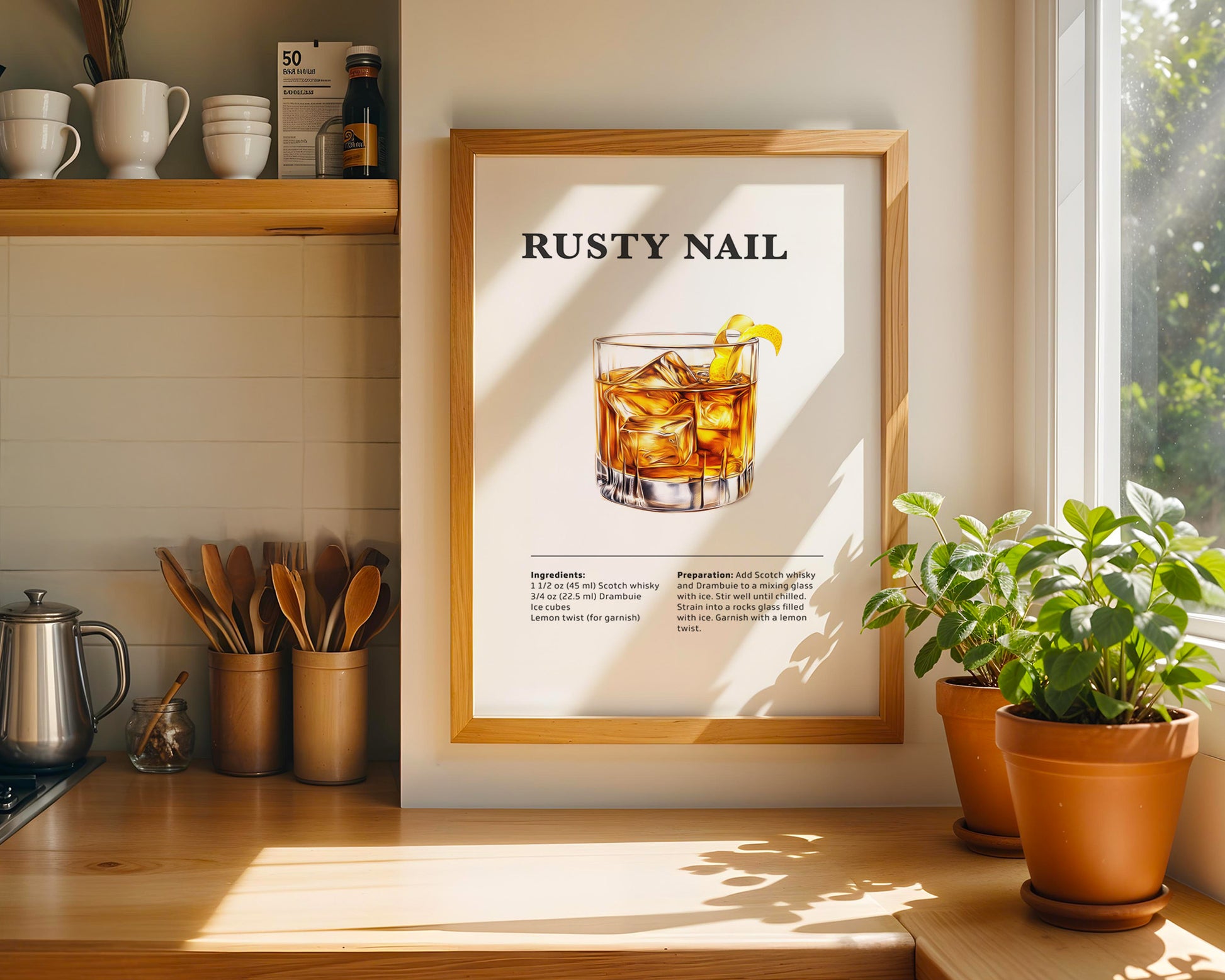 Rusty Nail Cocktail Recipe Poster - GroovyGrove