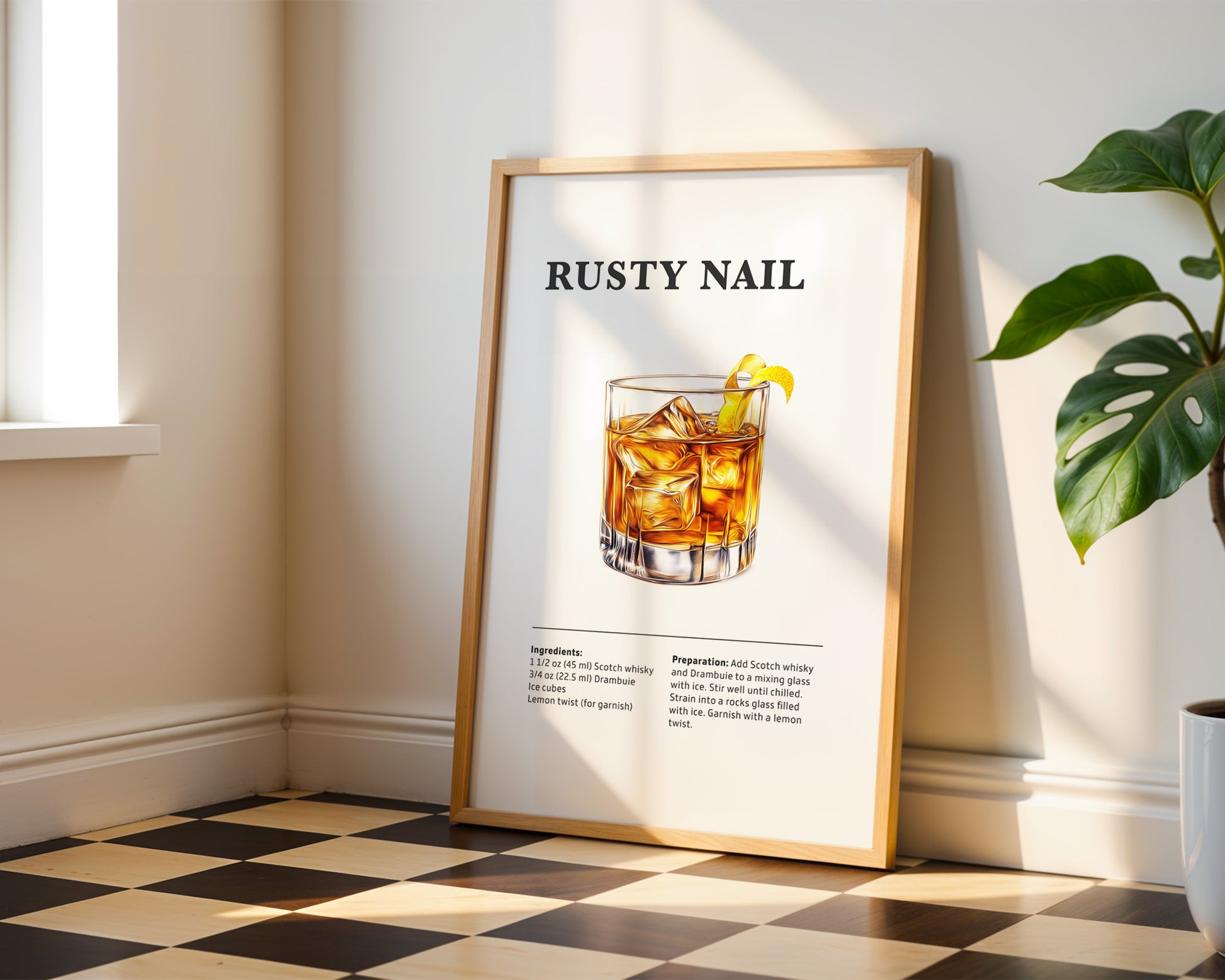 Rusty Nail Cocktail Recipe Poster - GroovyGrove