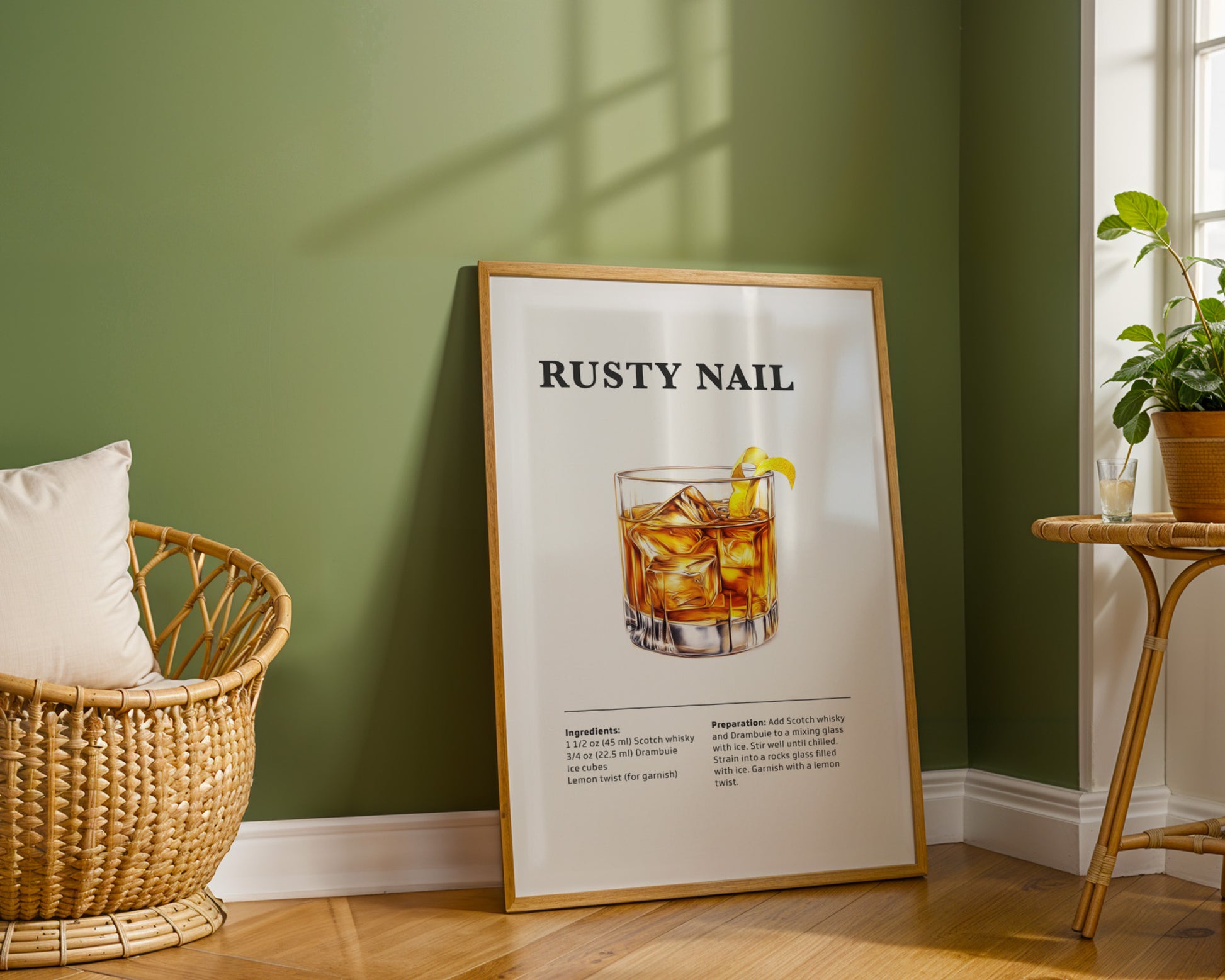 Rusty Nail Cocktail Recipe Poster - GroovyGrove