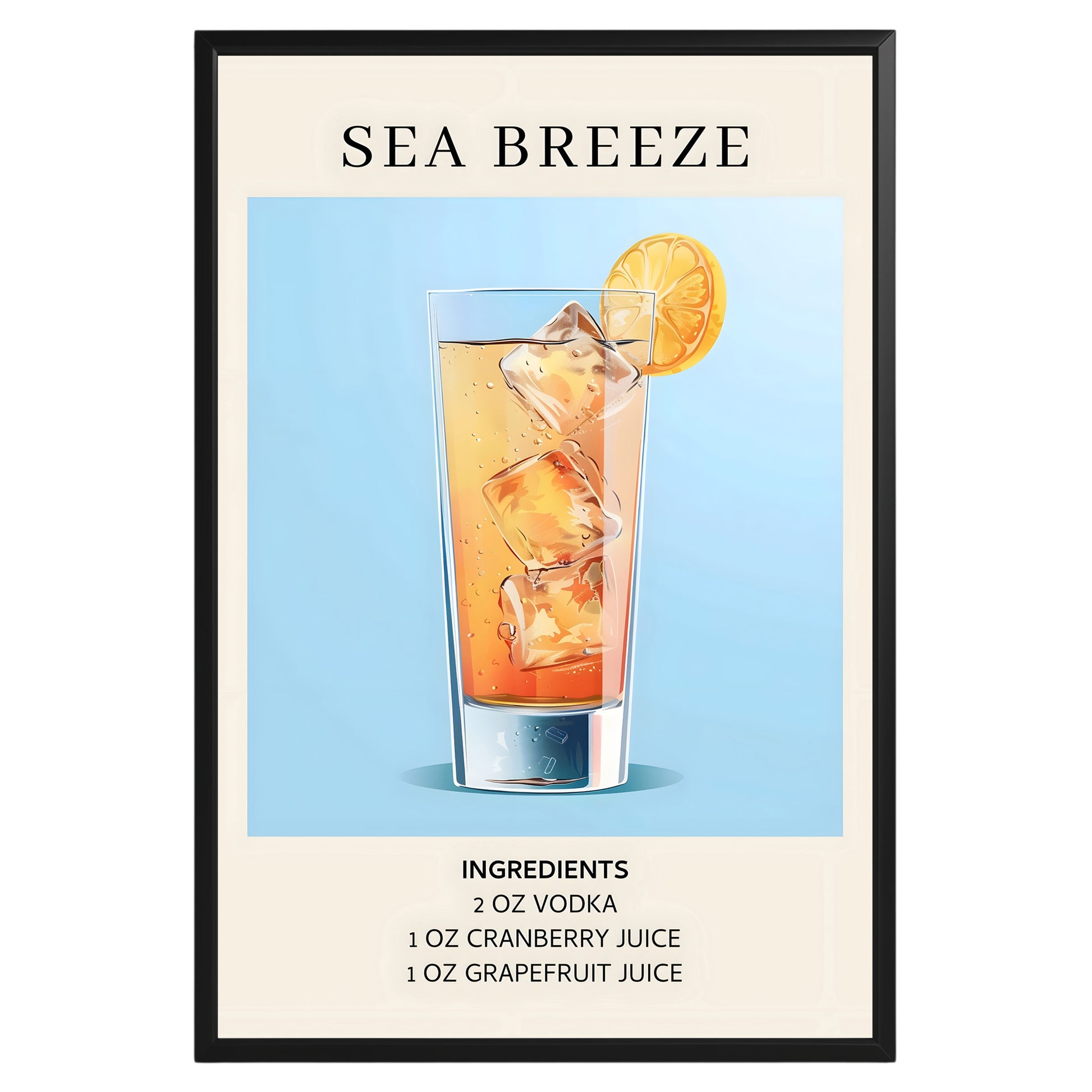 Sea Breeze Vintage Cocktail Poster - GroovyGrove