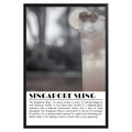 Singapre Sling Cocktail Black and White Poster - GroovyGrove