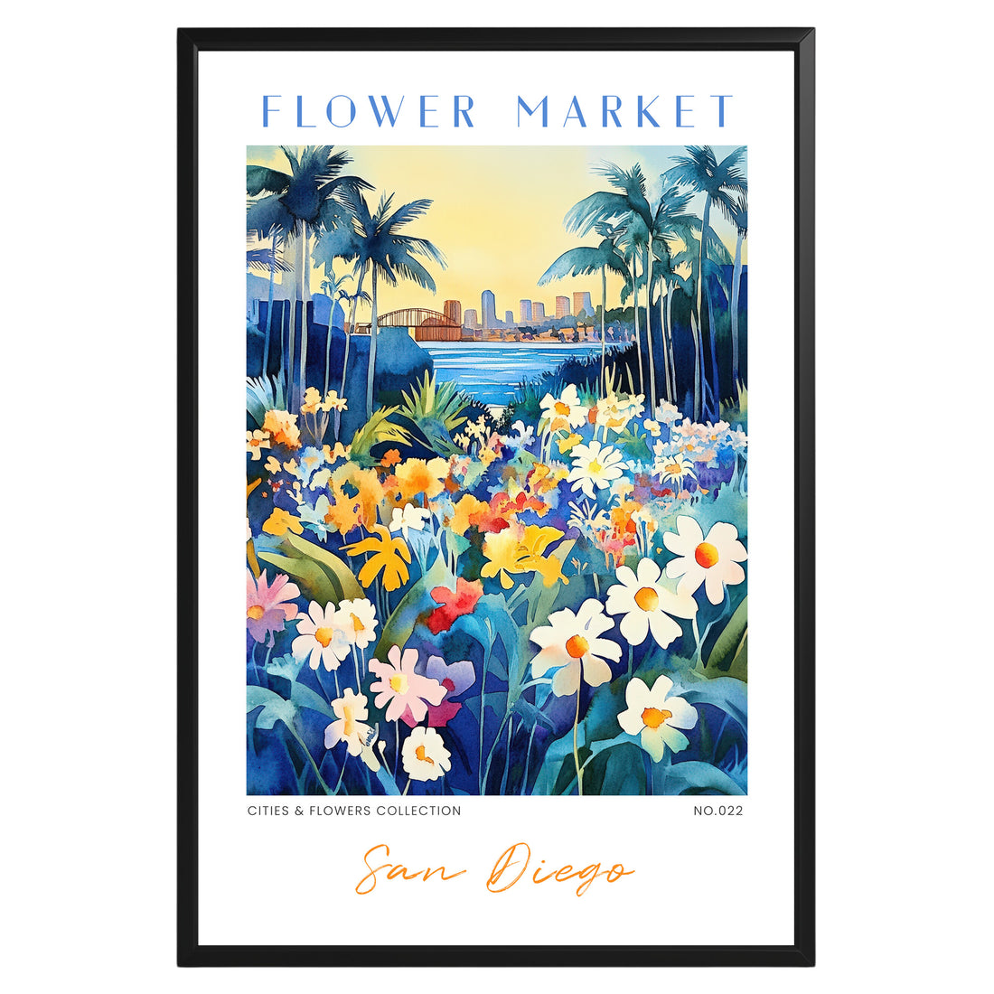 San Diego California Flower Market Poster - GroovyGrove