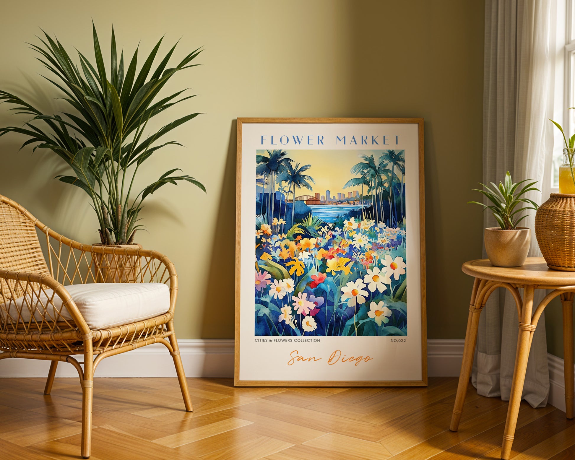 San Diego California Flower Market Poster - GroovyGrove