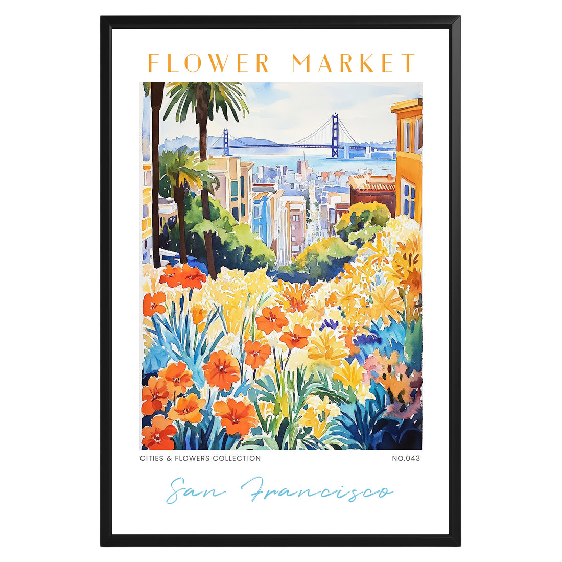 San Francisco California Flower Market Poster - GroovyGrove