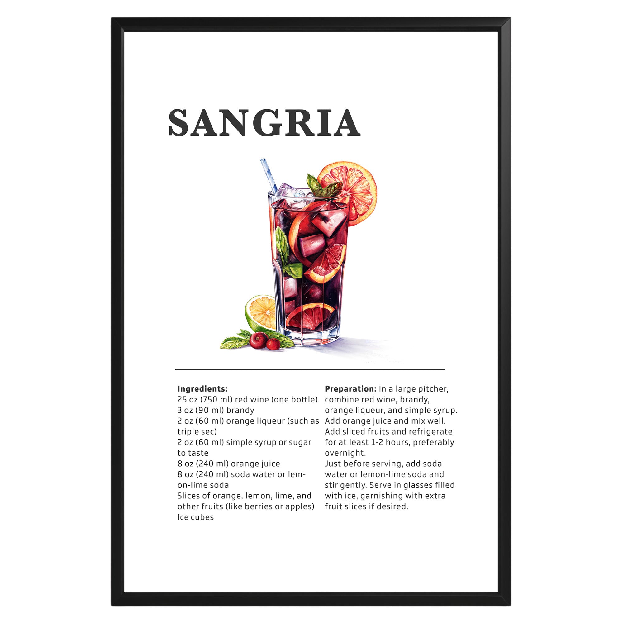 Sangria Cocktail Recipe Poster - GroovyGrove