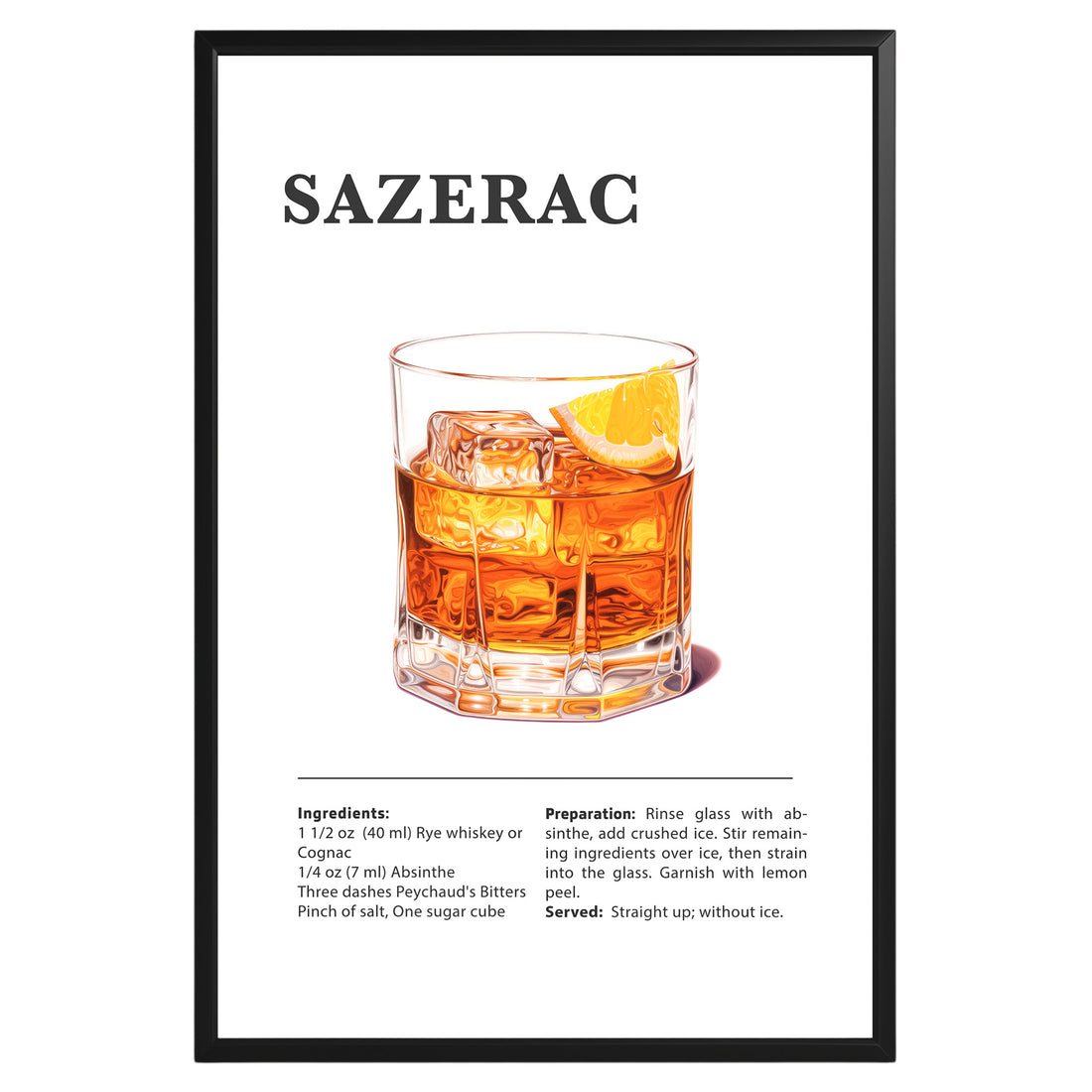 Sazerac Cocktail Recipe Poster - GroovyGrove