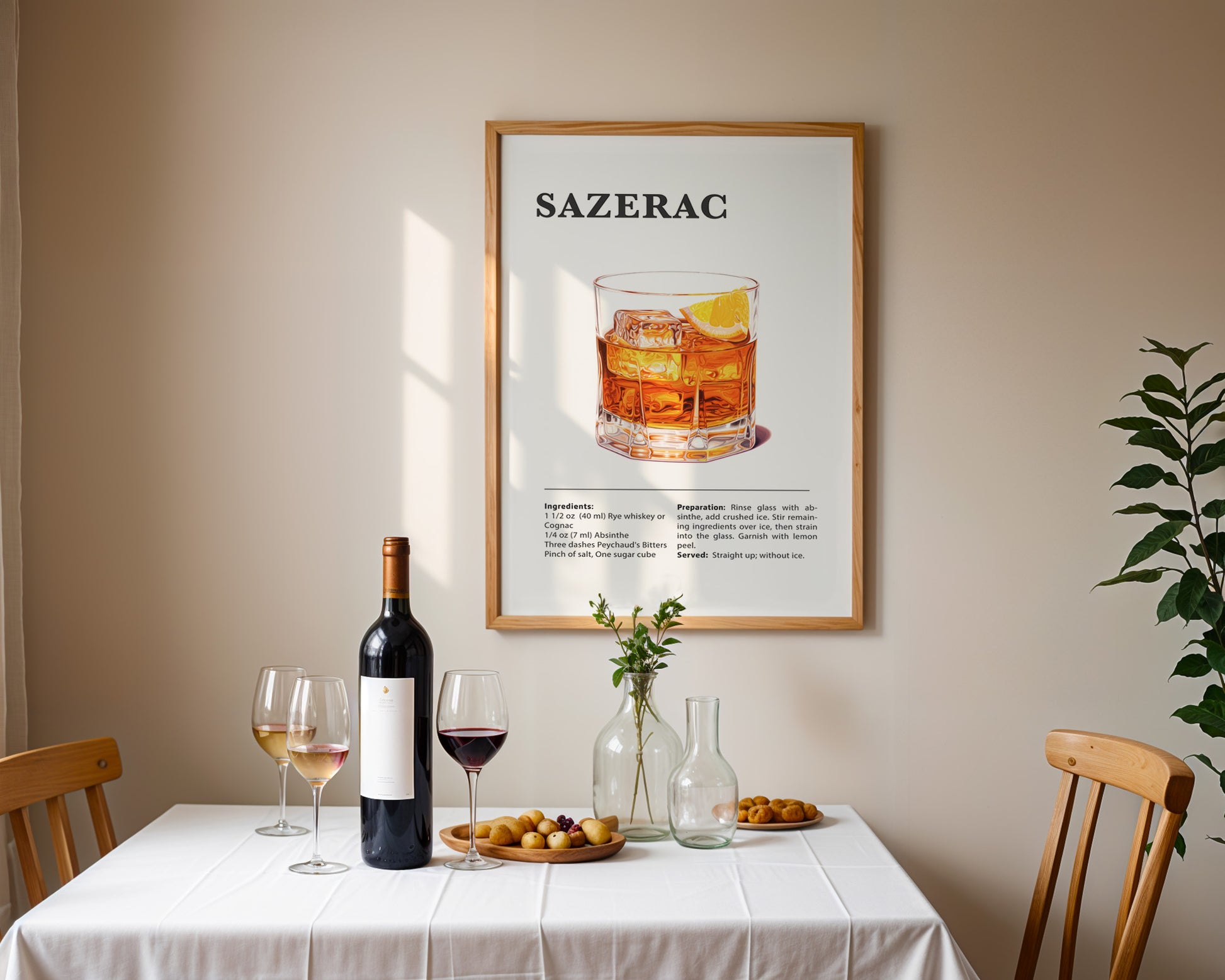 Sazerac Cocktail Recipe Poster - GroovyGrove