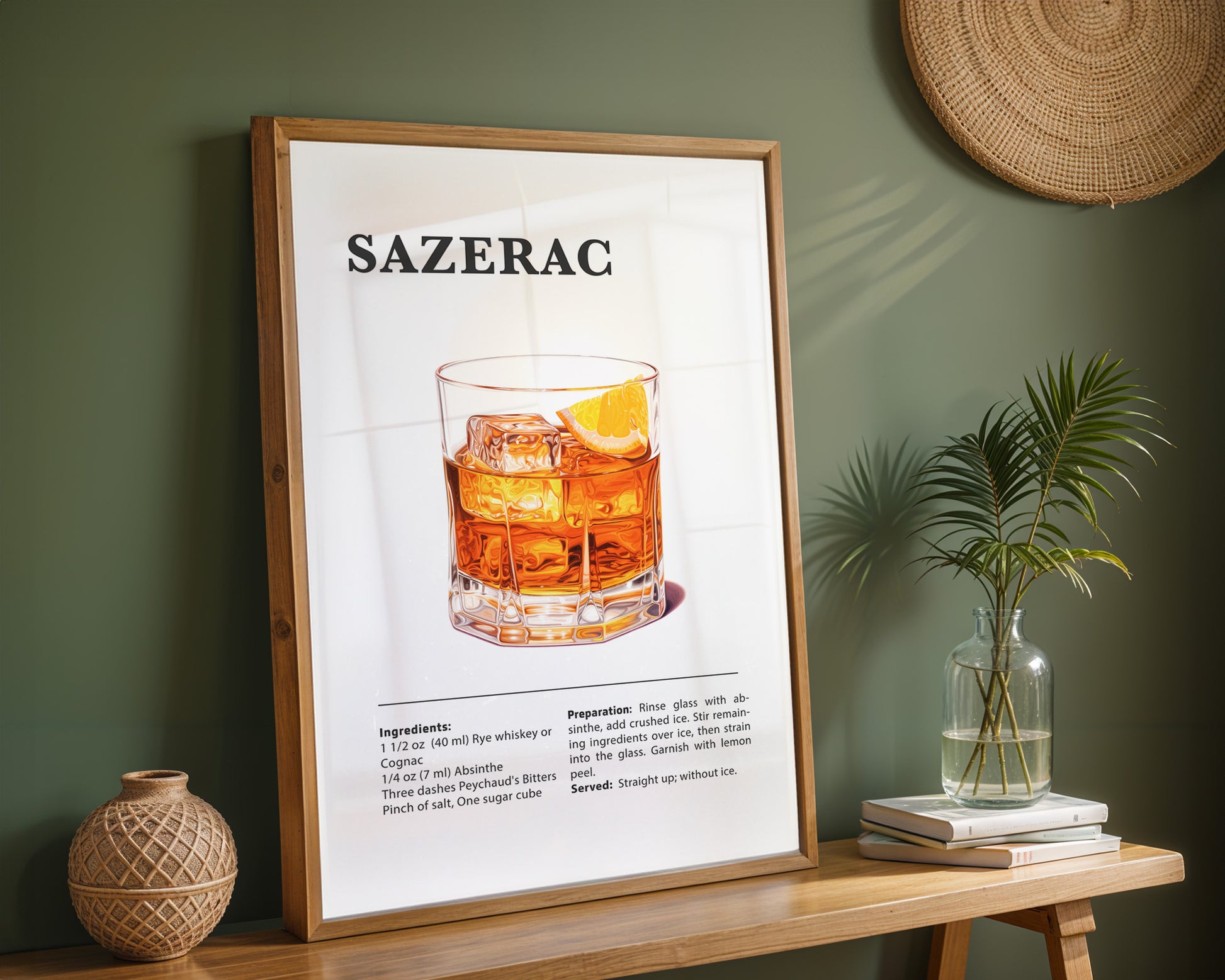 Sazerac Cocktail Recipe Poster - GroovyGrove