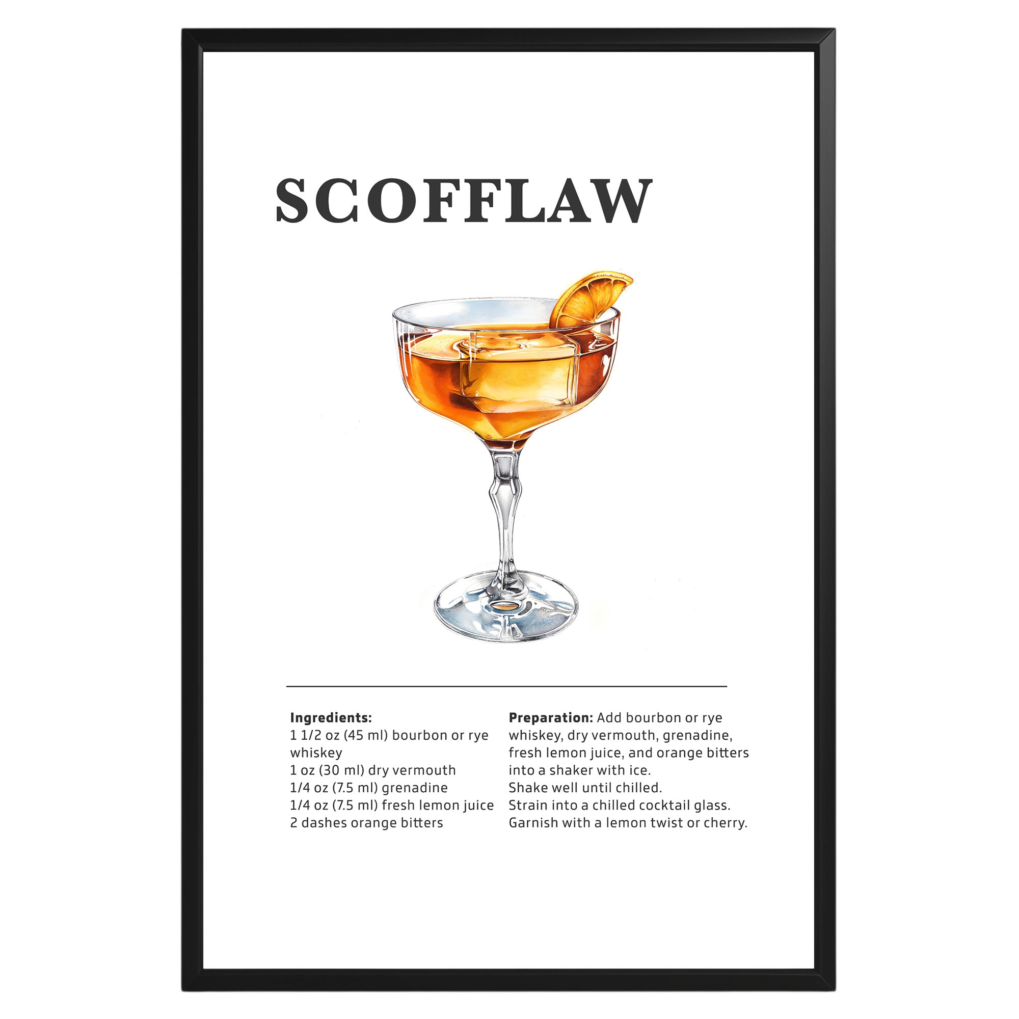 Scofflaw Cocktail Recipe Poster - GroovyGrove